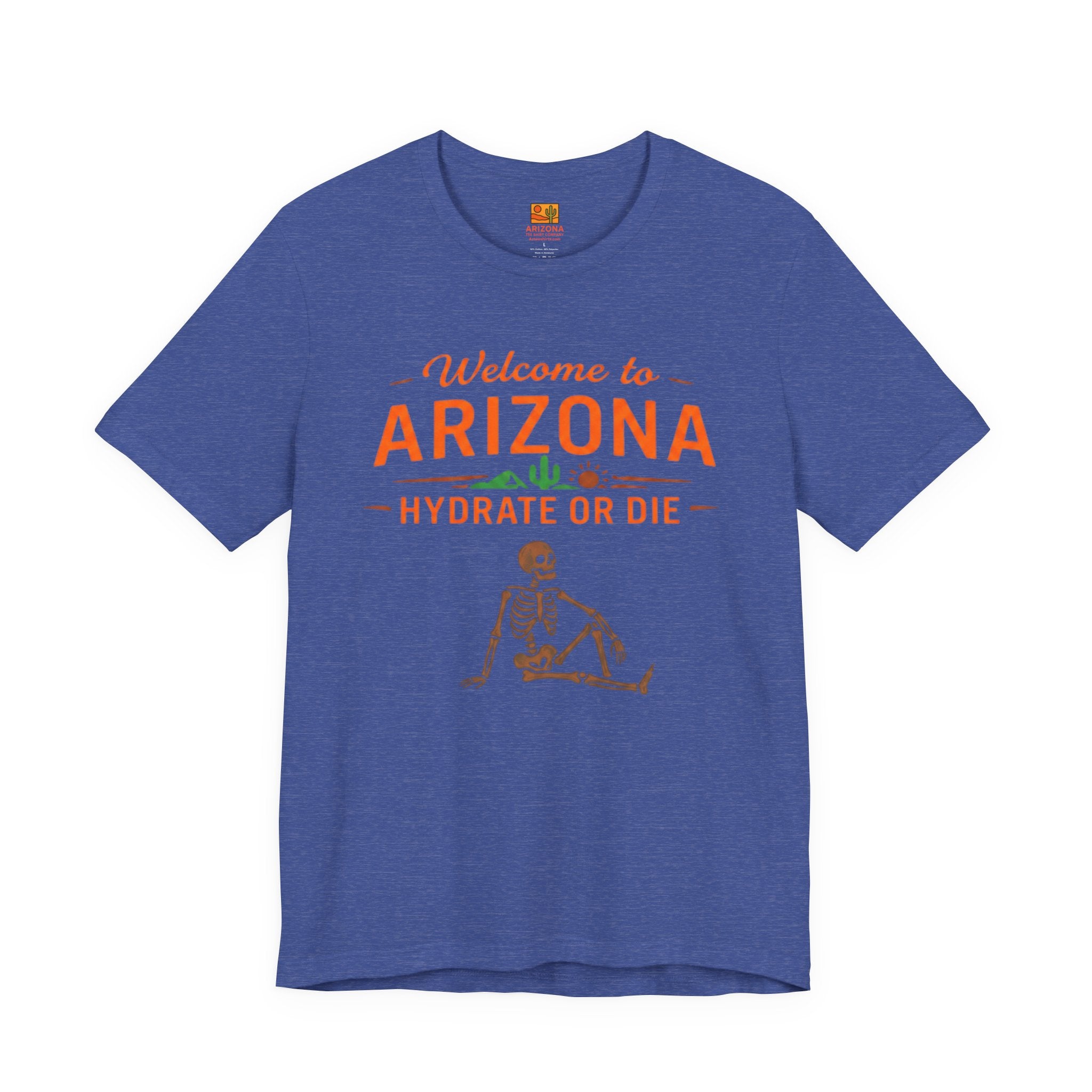 Arizona 'Hydrate or Die' Tee — Welcome to Arizona Desert Skeleton T-Shirt — front view 2