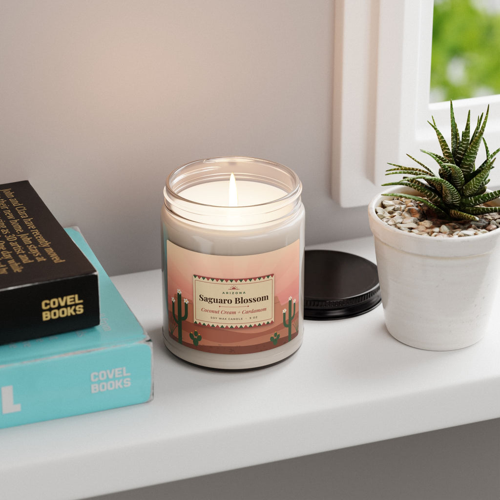 Saguaro Blossom Candle – Coconut Cream & Cardamom Arizona Soy Candle 9oz — detail view