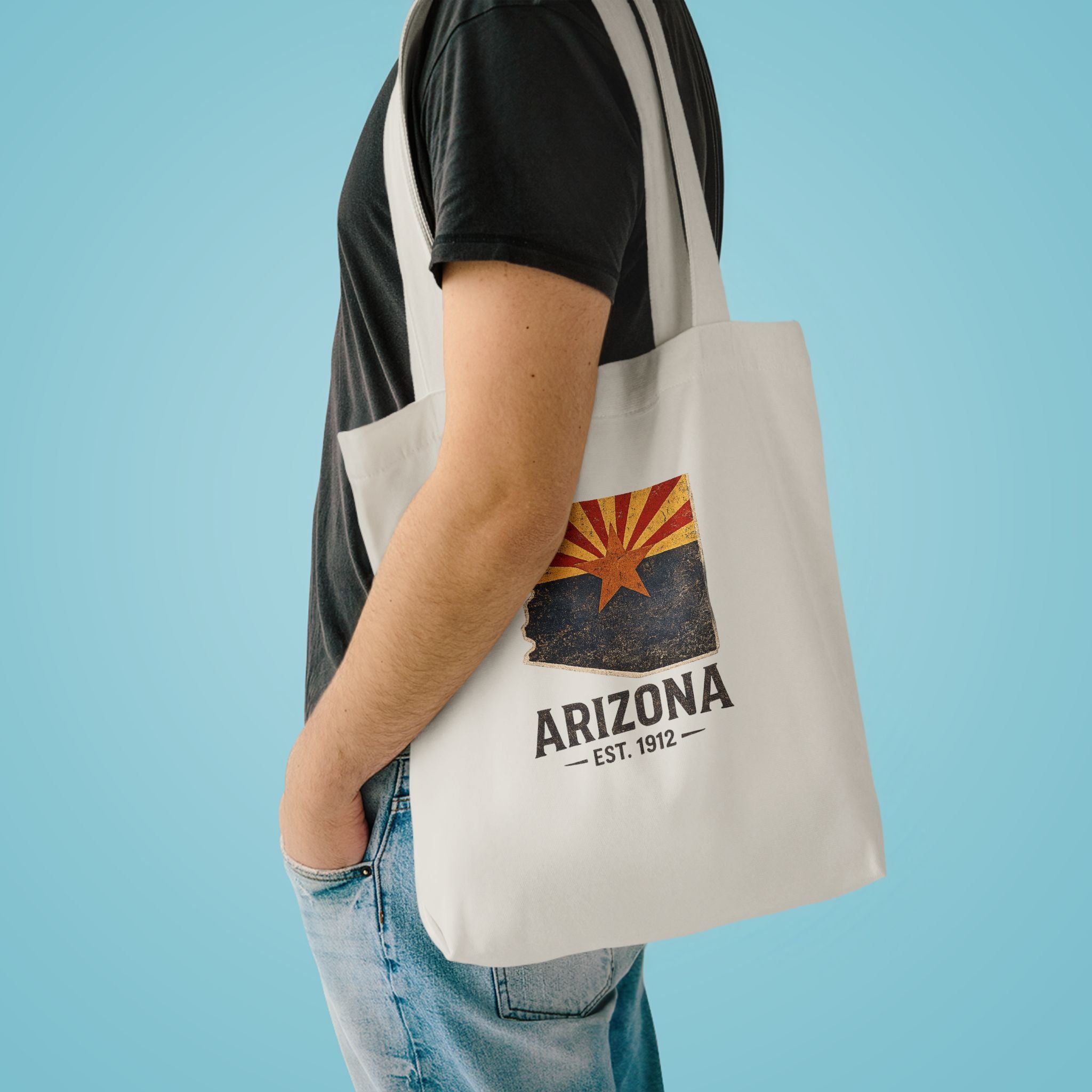 Arizona State Flag Canvas Tote Bag - Vintage Arizona Est. 1912 Shopping Bag