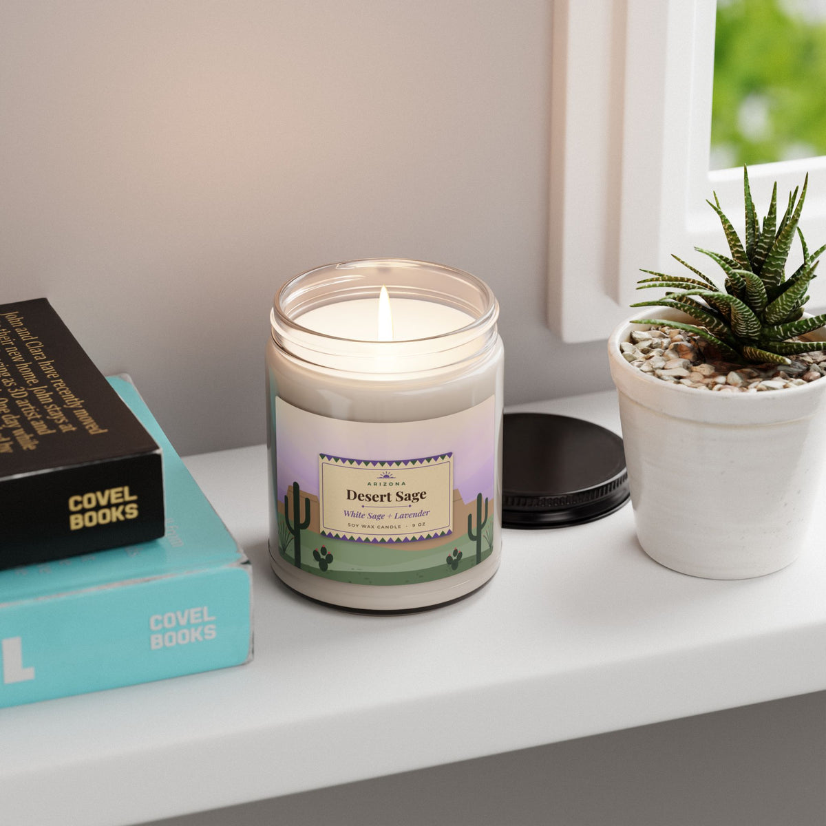 Desert Sage Candle – White Sage & Lavender Arizona Soy Candle 9oz — detail view