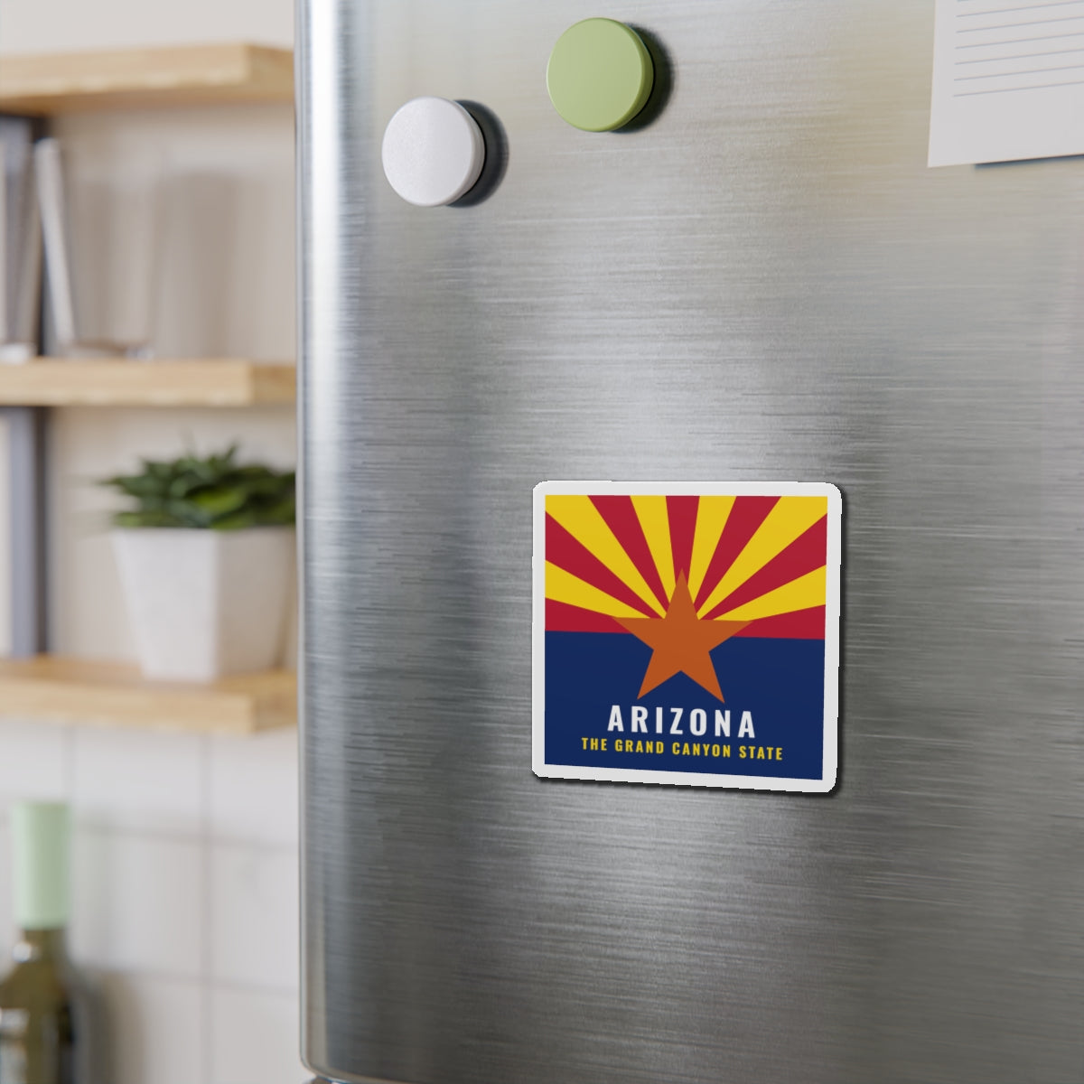 Arizona Grand Canyon State Flag Refrigerator Magnet – Die-Cut AZ Fridge Magnet — lifestyle view