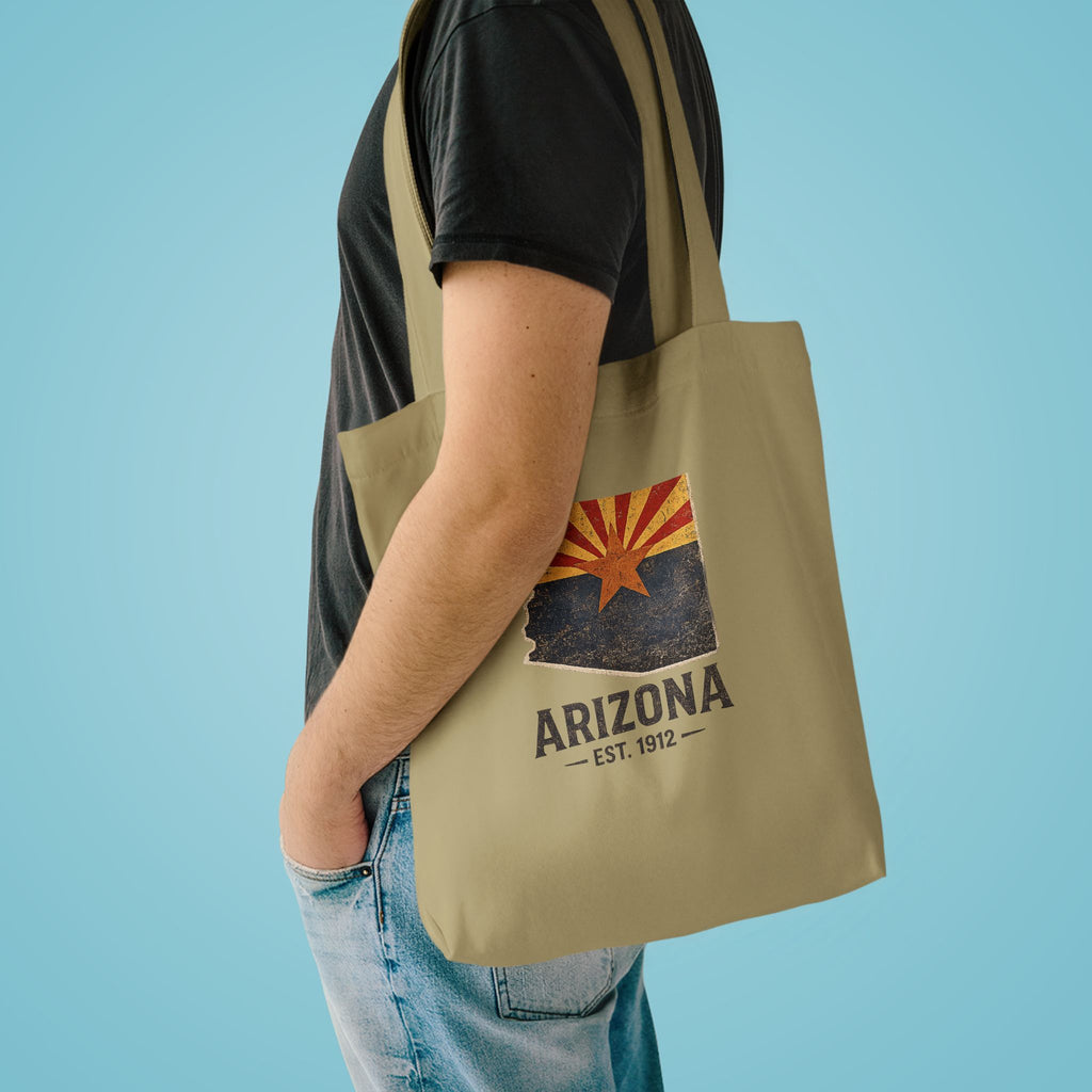 Arizona State Flag Canvas Tote Bag - Vintage Arizona Est. 1912 Shopping Bag