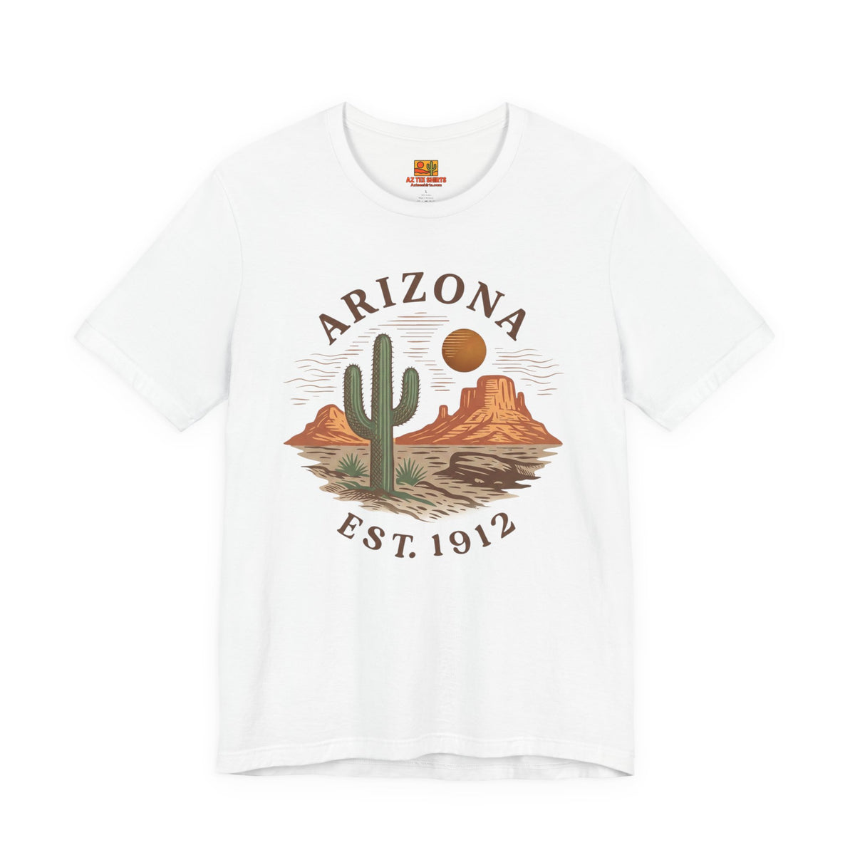 Arizona Desert Graphic Tee — 'Arizona Est. 1912' Cactus Sunset T-Shirt — side view 2