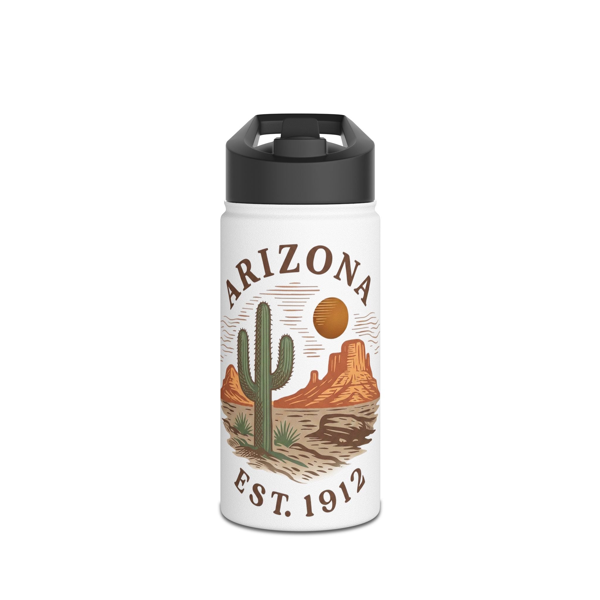 Arizona Desert Stainless Steel Water Bottle — 'Arizona Est. 1912' Travel Bottle — front view