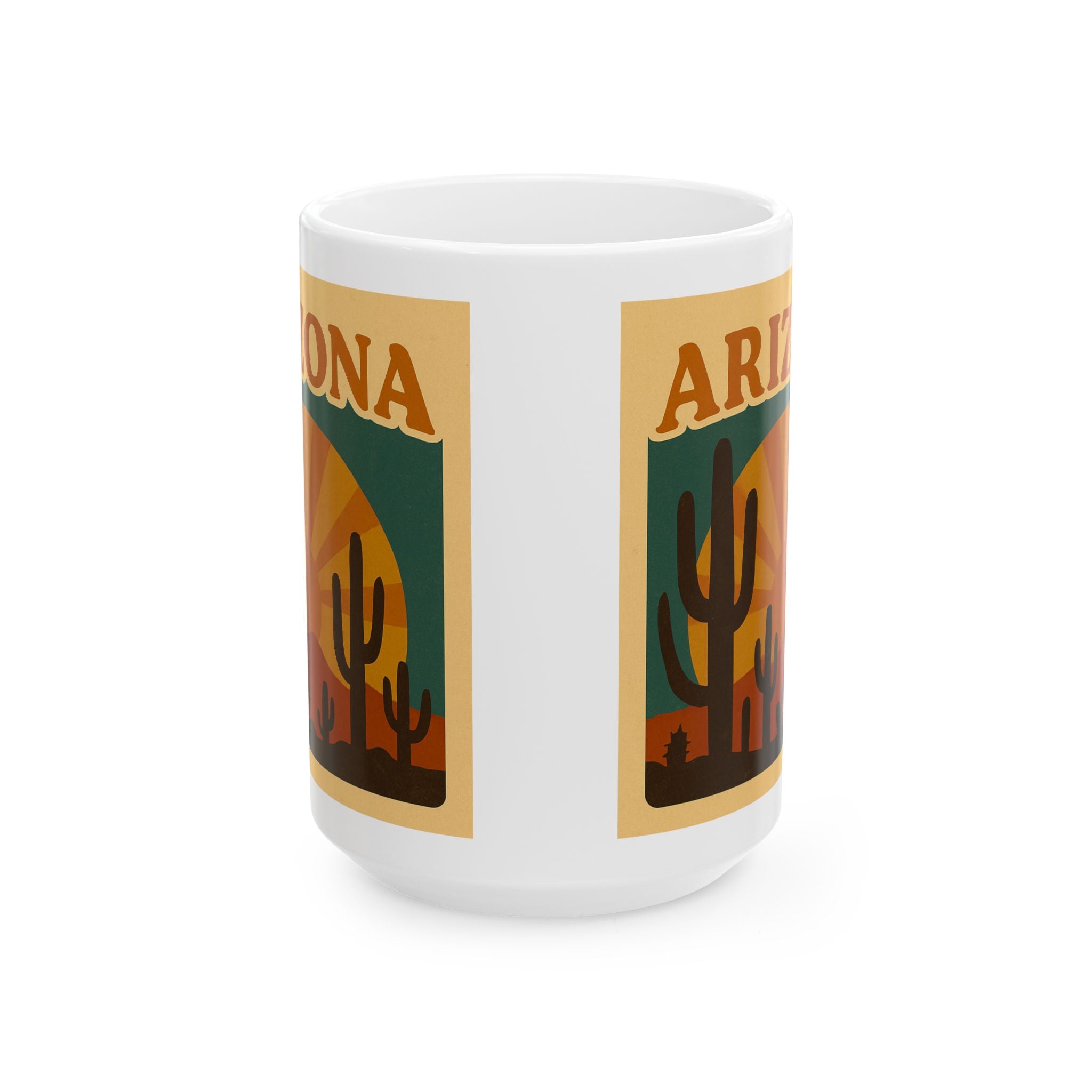 Vintage Cactus Sunset Ceramic Mug