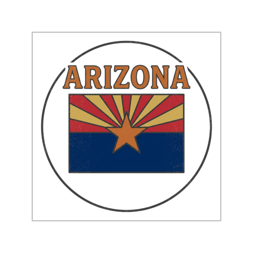 Arizona Flag Square Vinyl Sticker – Retro State Pride Decal — back view