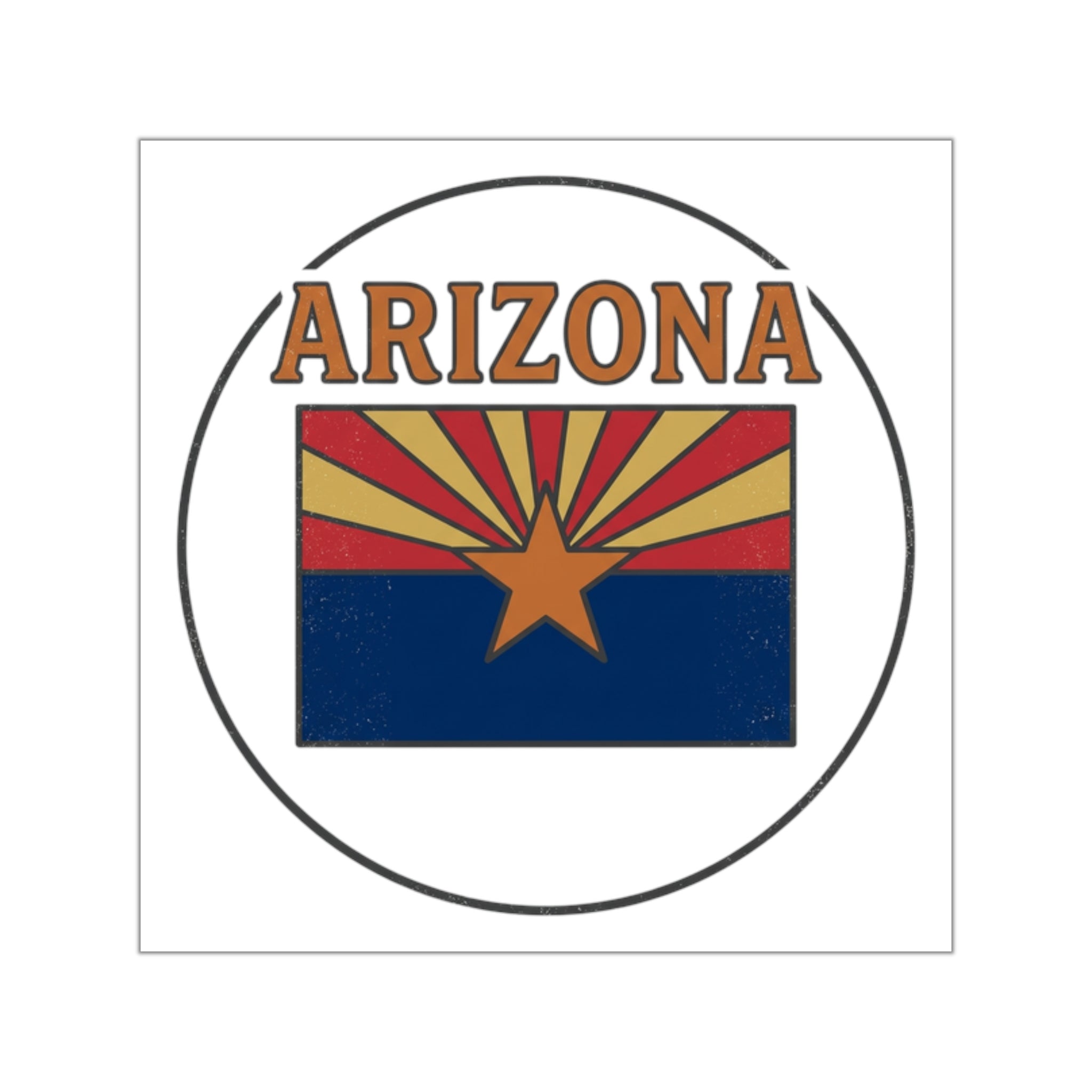 Arizona Flag Square Vinyl Sticker – Retro State Pride Decal — back view
