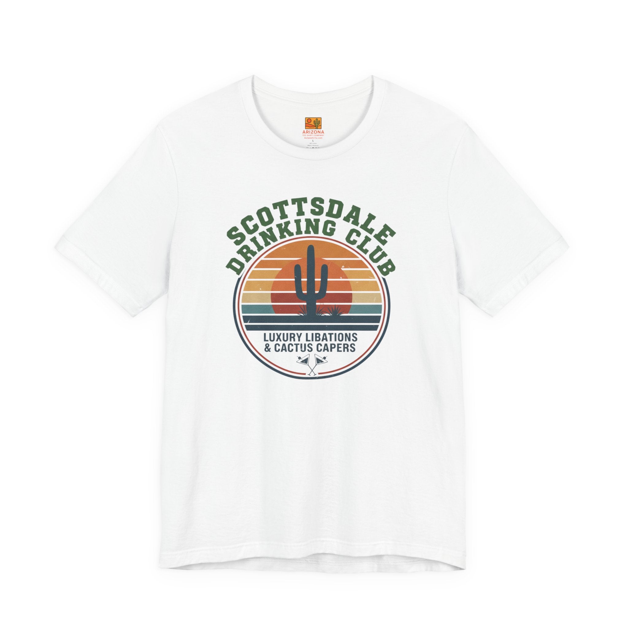 Scottsdale Drinking Club Retro Cactus Sunset Tee — alternate view