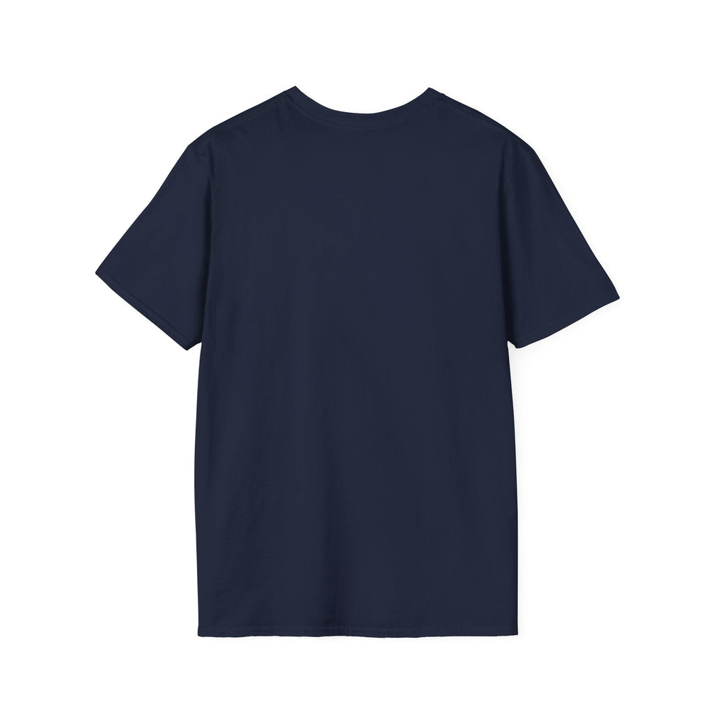 Back view of Arizona Sunset Unisex Softstyle T-Shirt in navy blue, featuring a classic fit and crew neckline.