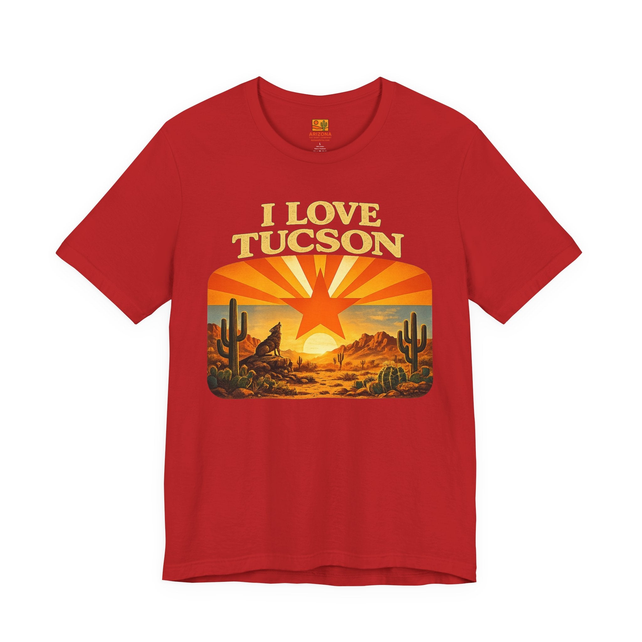 I Love Tucson Sunset Vintage Desert Cactus T‑Shirt — front view 2