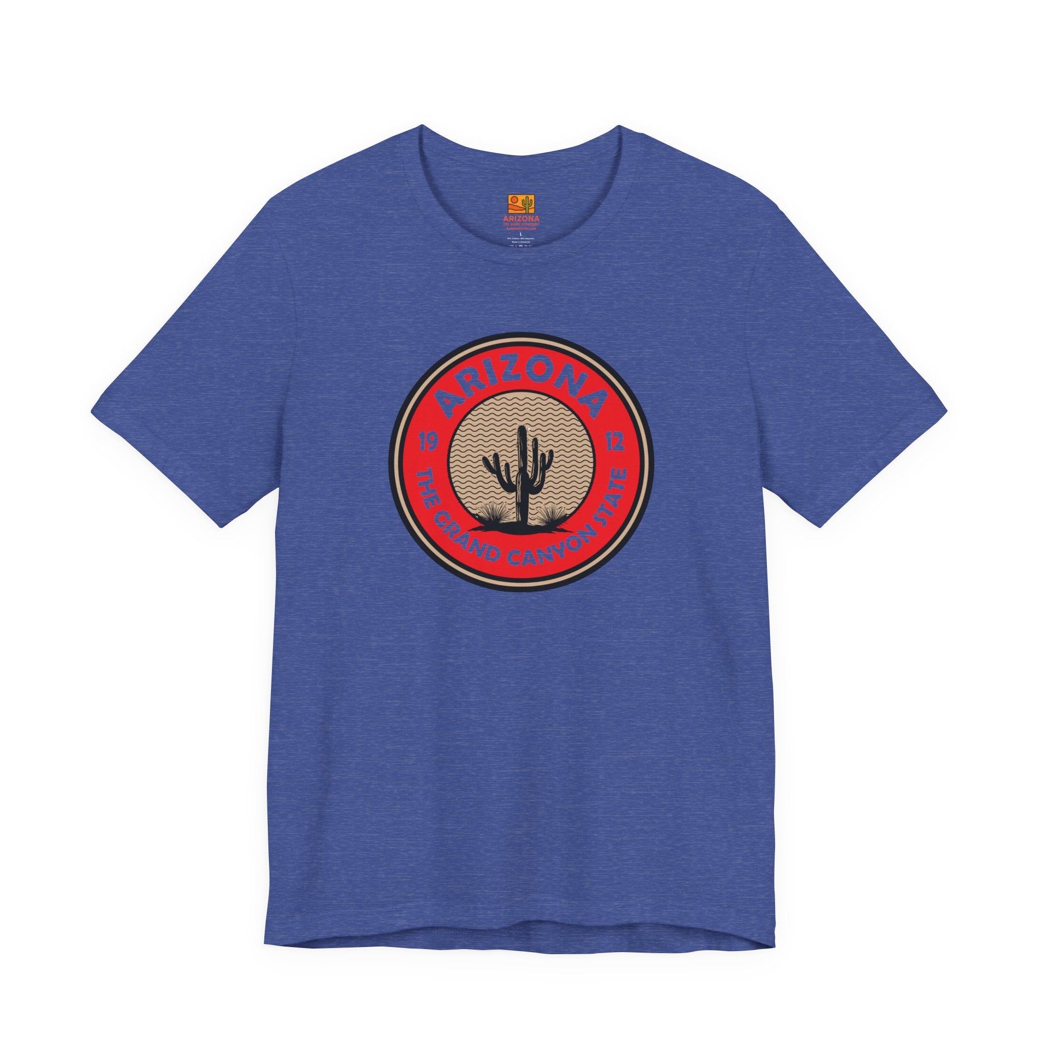 Arizona Cactus Badge Tee — The Grand Canyon State Travel T‑Shirt — detail view
