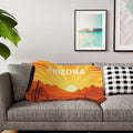 Arizona Desert Sherpa Blanket – Cozy Sunset Cactus Throw — front view