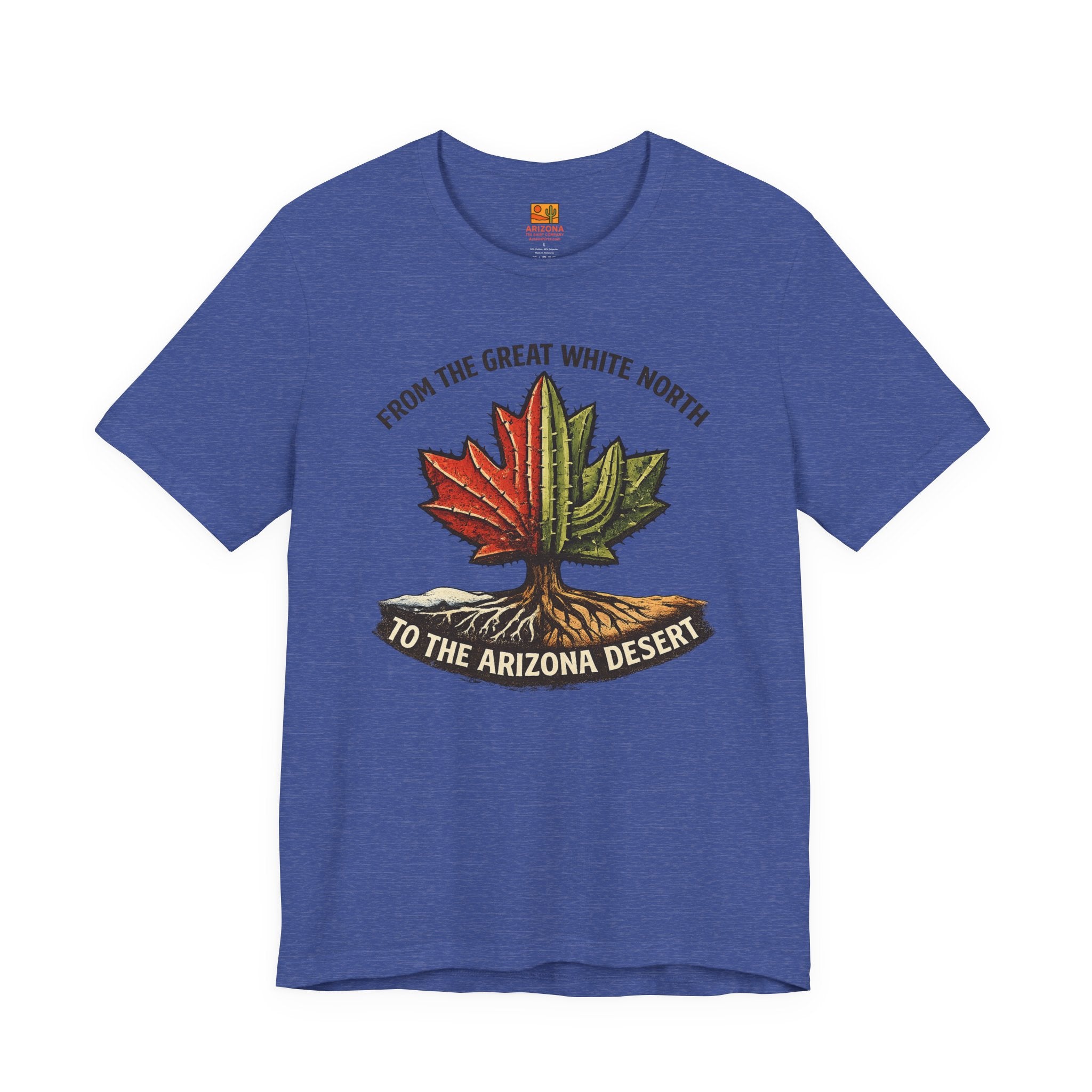 Canada to Arizona Travel Tee — "From the Great White North to the Arizona Desert" — side view