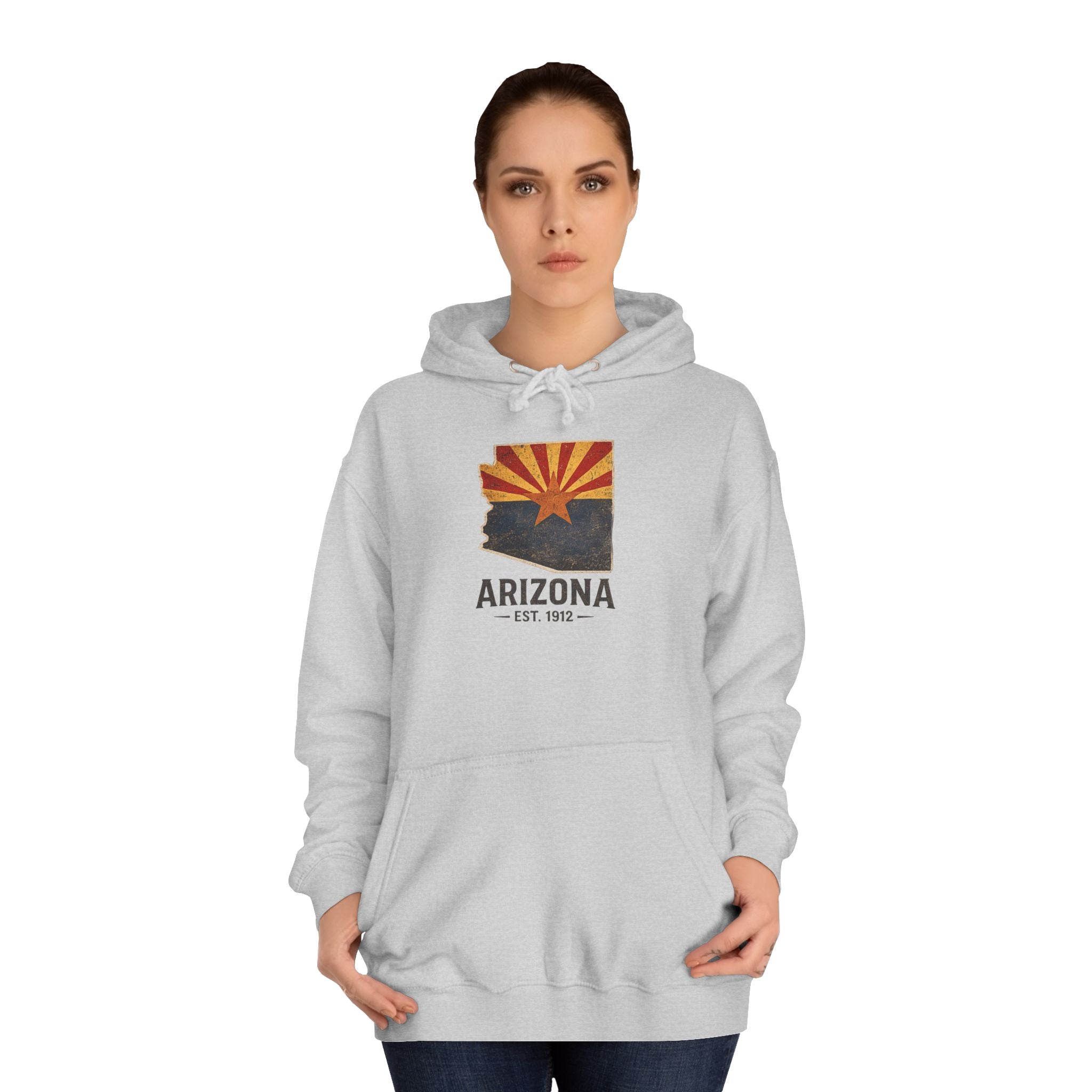 Arizona State Flag Pullover Hoodie — Vintage 'Arizona Est. 1912' Graphic Sweatshirt — detail view 2