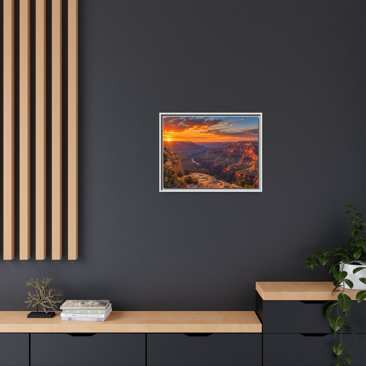 Grand Canyon sunset framed canvas print, Arizona canyon landscape wall art