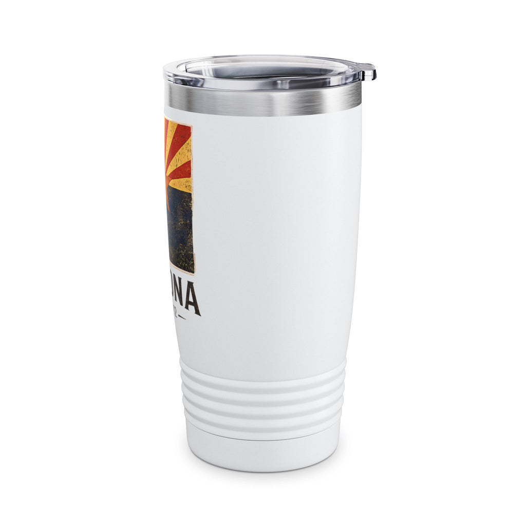 Arizona State Outline 20oz Tumbler — Vintage Flag Design — side view