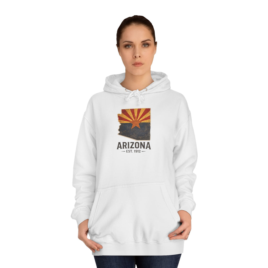 Arizona State Flag Pullover Hoodie — Vintage 'Arizona Est. 1912' Graphic Sweatshirt — front view 2