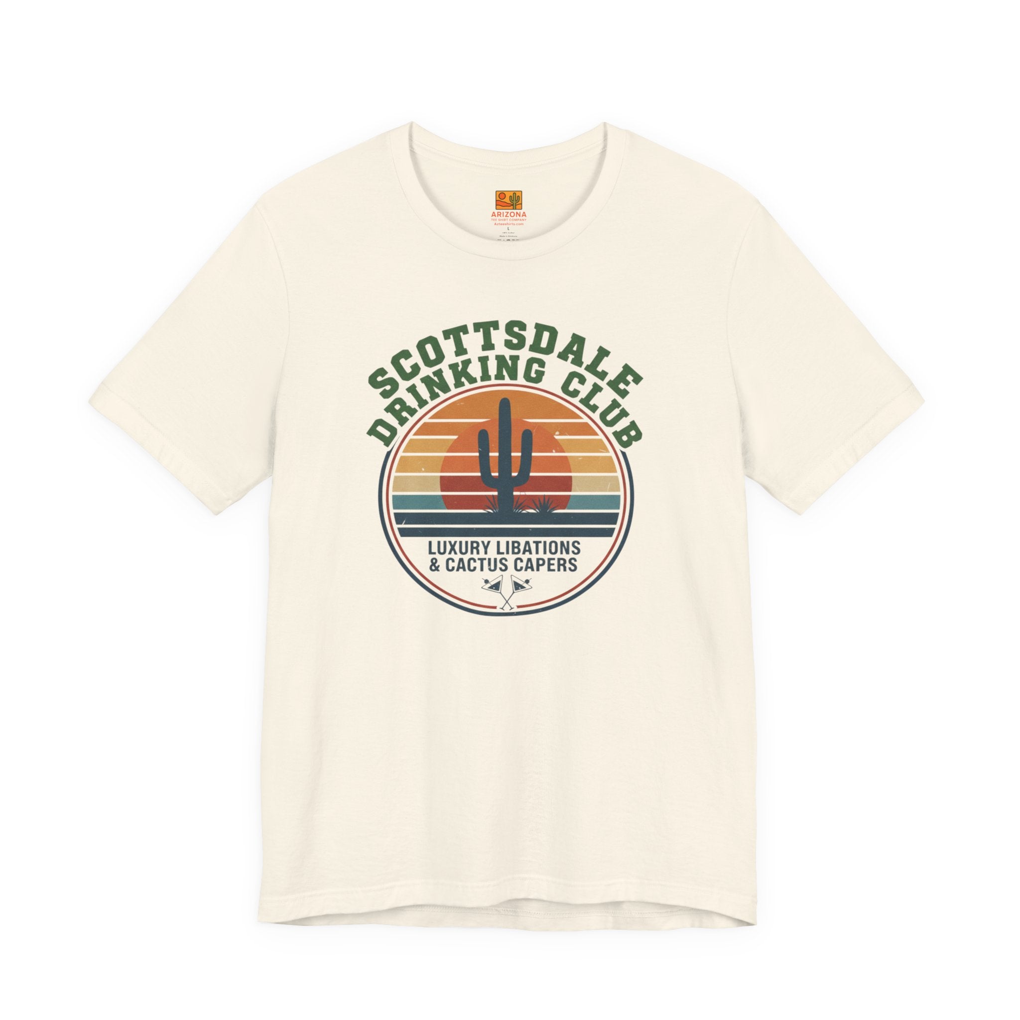 Scottsdale Drinking Club Retro Cactus Sunset Tee — side view 2