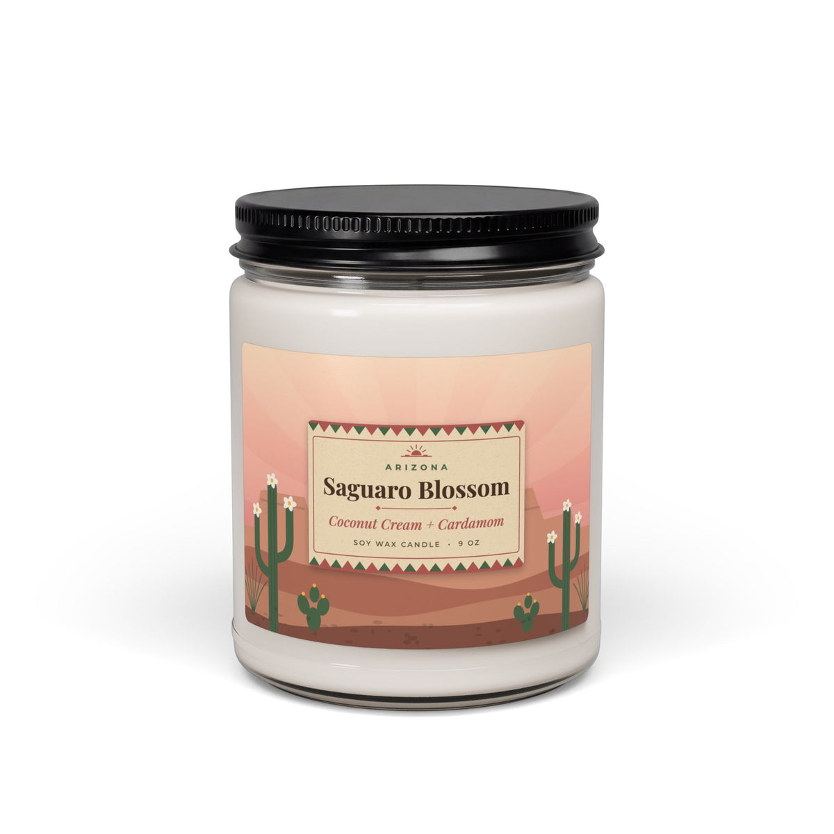 Saguaro Blossom Candle – Coconut Cream & Cardamom Arizona Soy Candle 9oz — front view