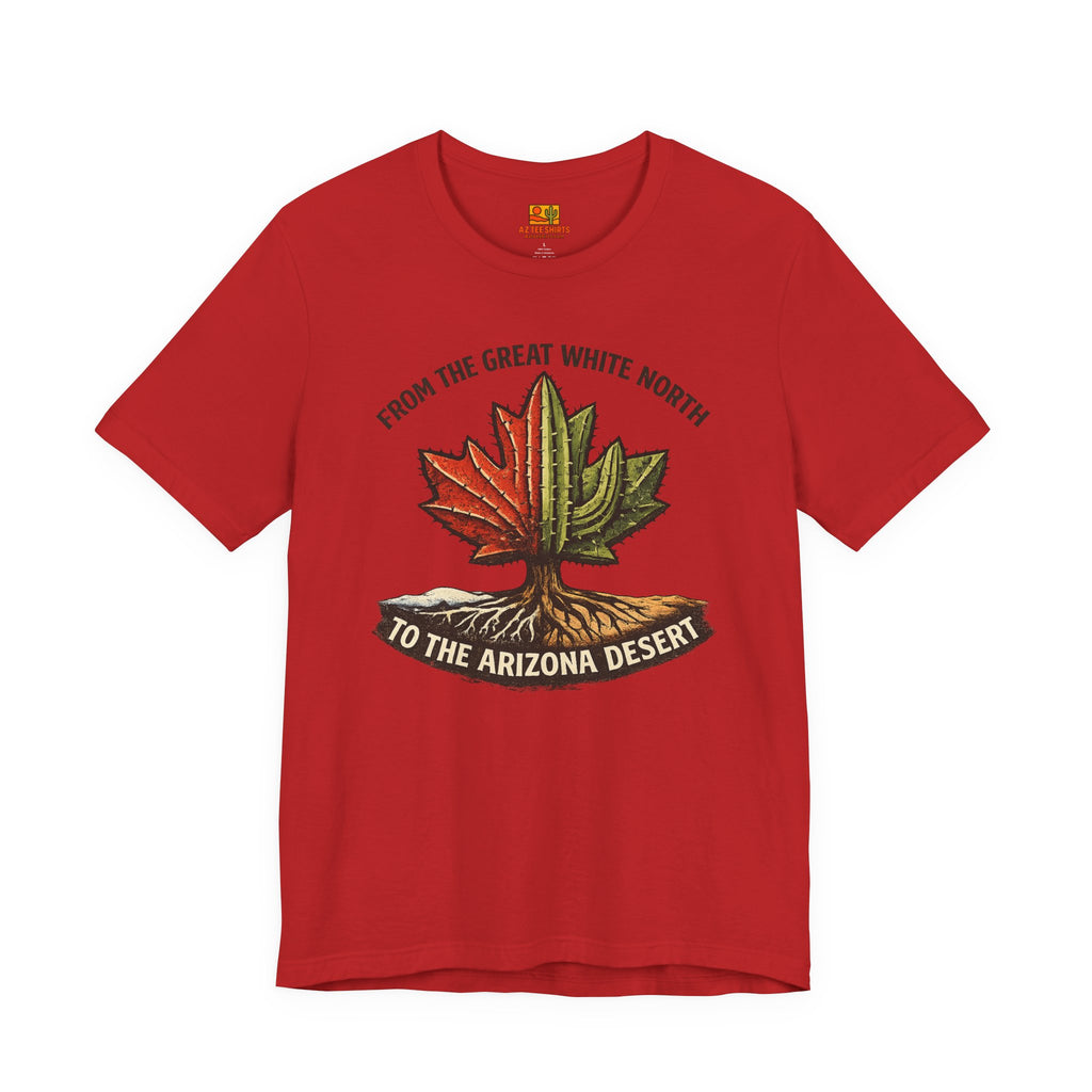 Canada to Arizona Travel Tee — "From the Great White North to the Arizona Desert" — alternate view