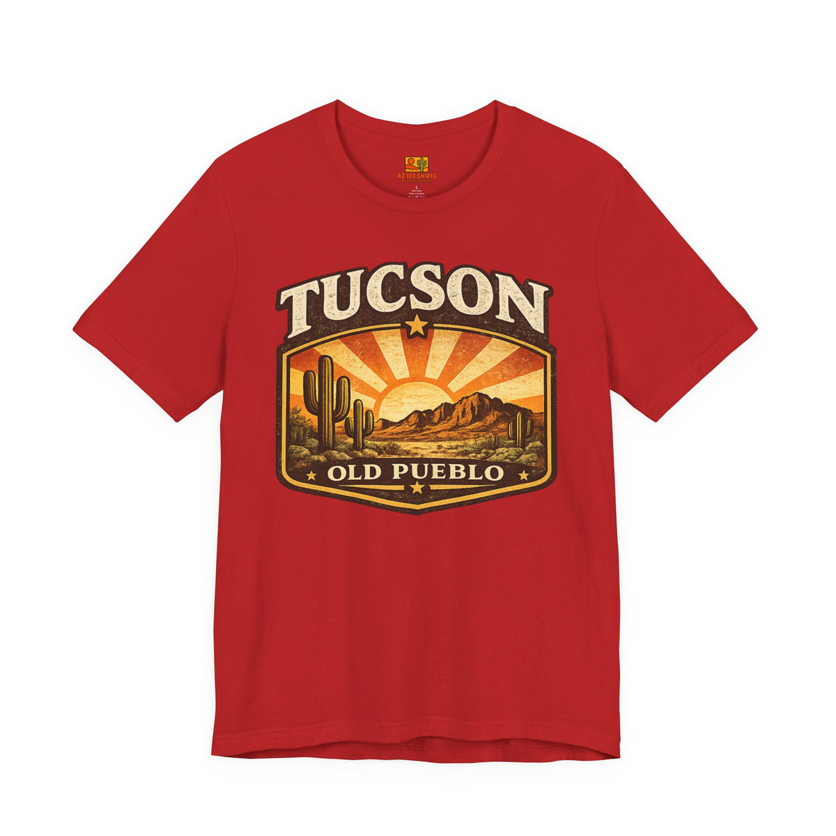 Tucson Vintage Sunset Tee — 'Old Pueblo' Desert Graphic T-Shirt — back view