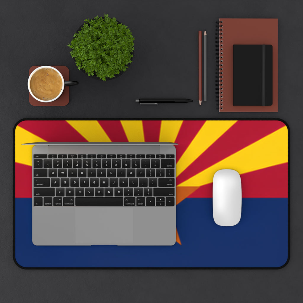 Arizona Flag Desk Mat — State Pride Mouse Pad for Office & Home — back view 2