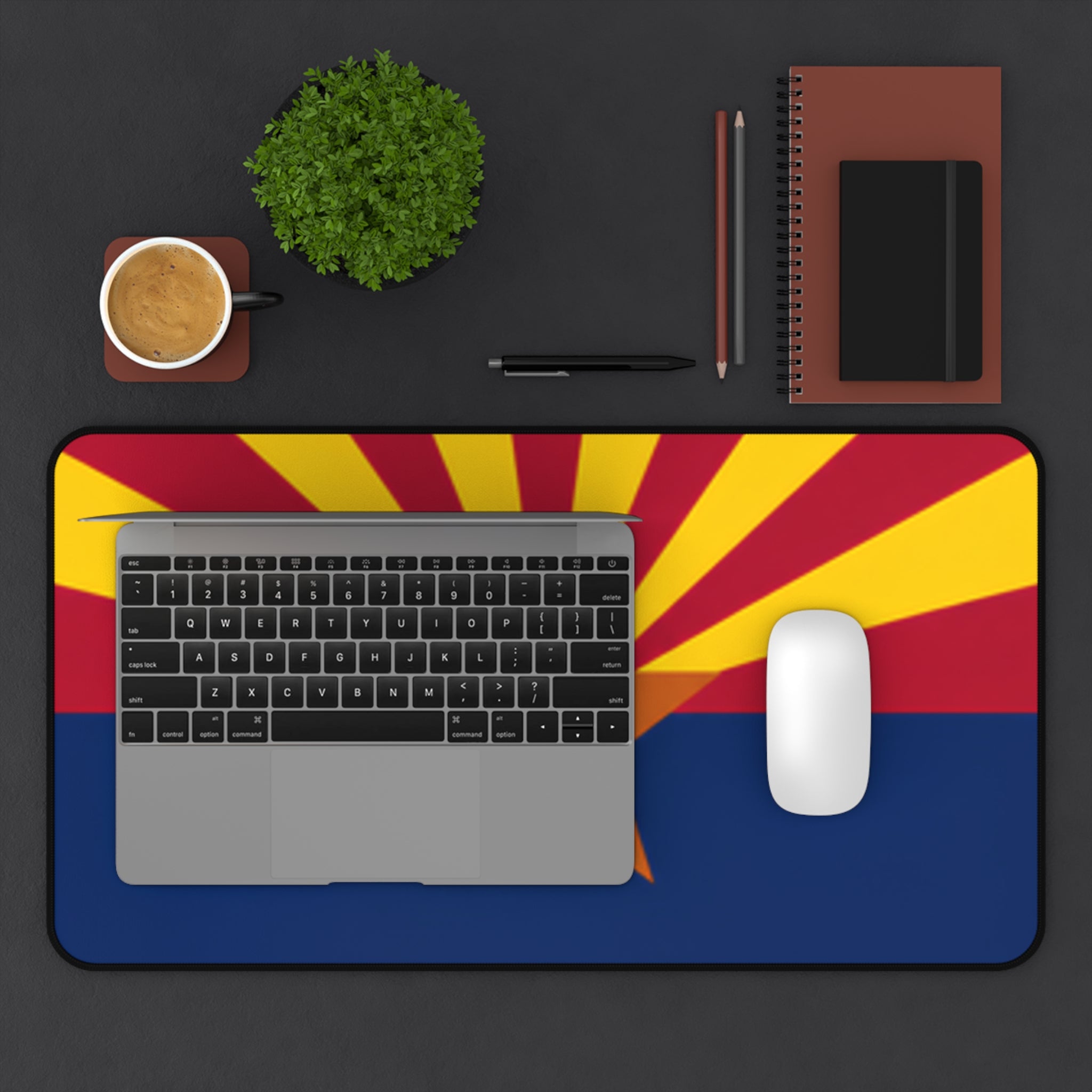 Arizona Flag Desk Mat — State Pride Mouse Pad for Office & Home — back view 2