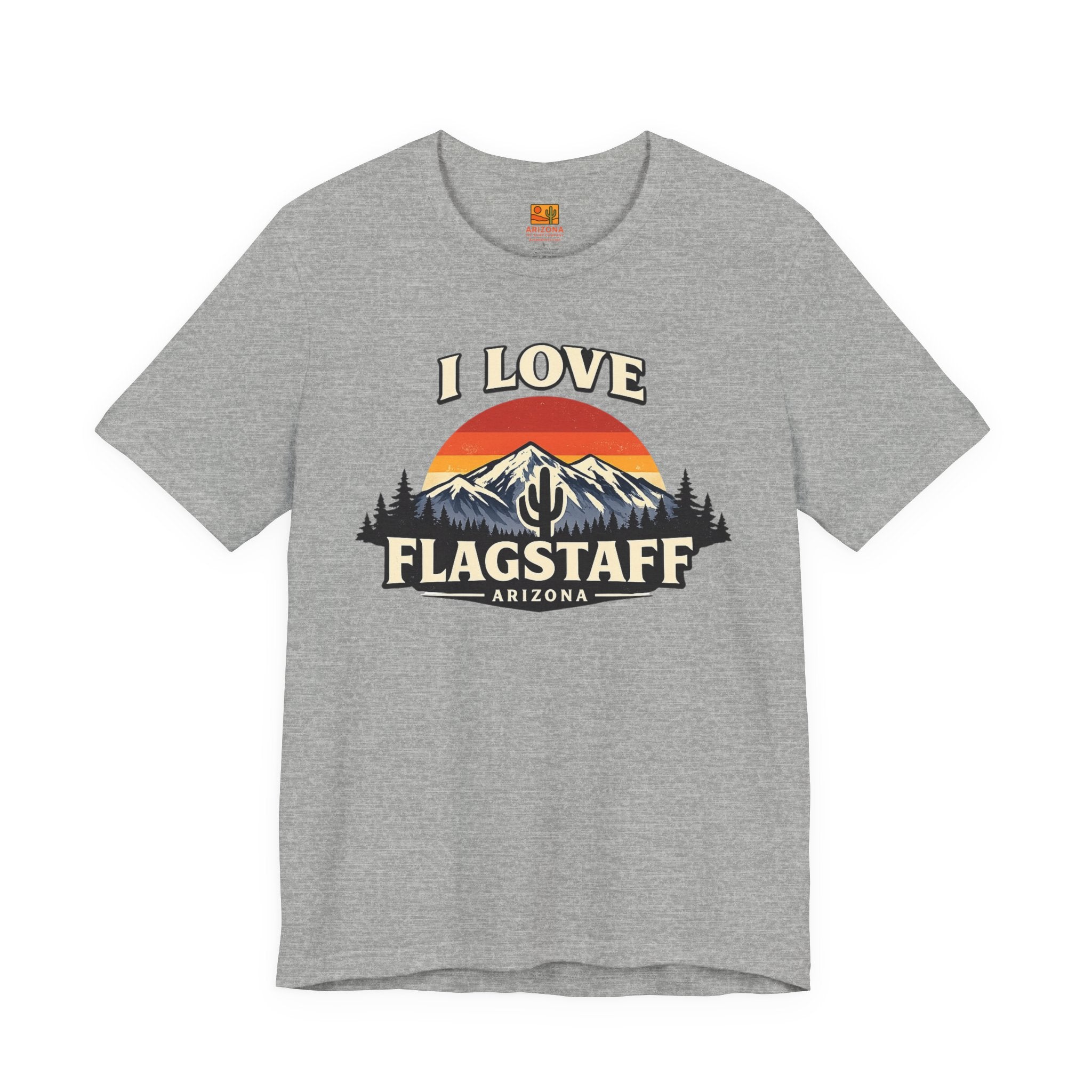 I Love Flagstaff Retro Mountain T‑Shirt — Flagstaff, AZ Travel Tee — front view 2