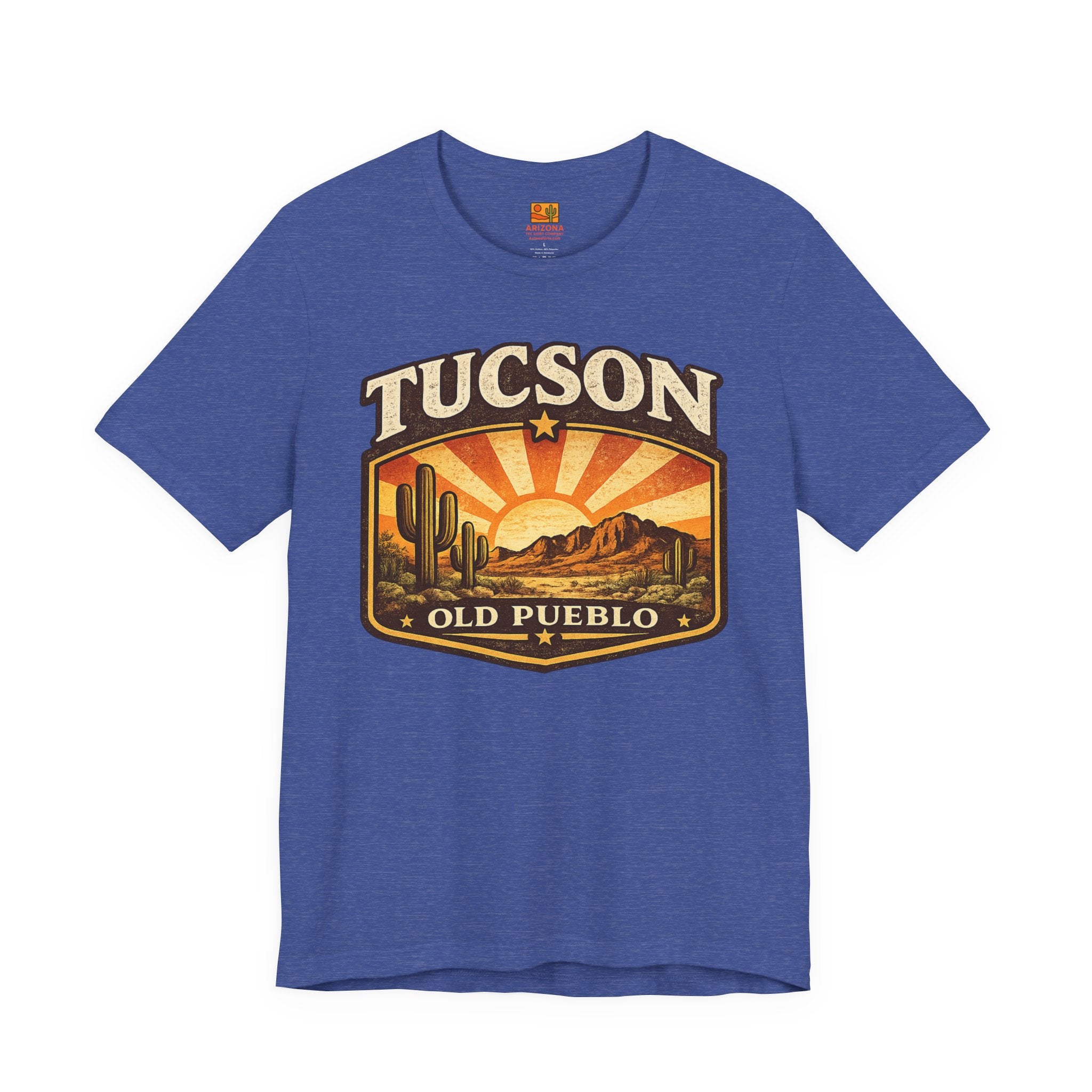 Tucson Vintage Sunset Tee — 'Old Pueblo' Desert Graphic T-Shirt — front view 2