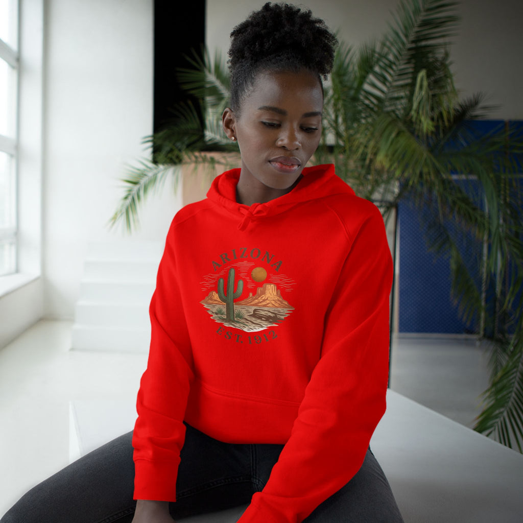 Arizona Desert Hoodie — Cactus Landscape "Est. 1912" Pullover