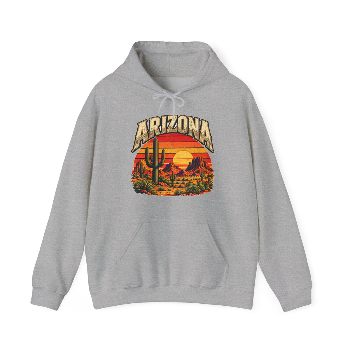 Arizona Saguaro Sunset Hoodie in sport grey