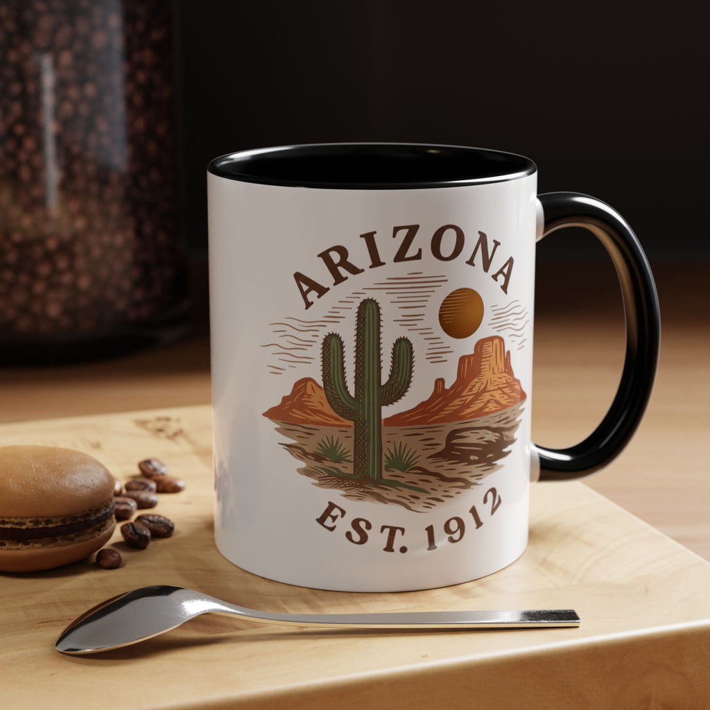 Arizona Desert Coffee Mug – ‘Arizona Est. 1912’ Accent Ceramic Mug (11/15oz) — front view