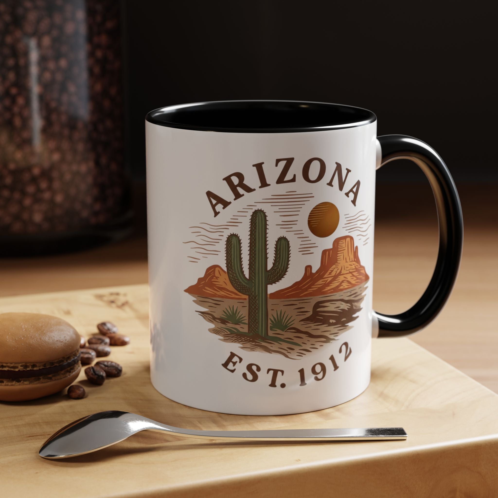 Arizona Desert Coffee Mug – ‘Arizona Est. 1912’ Accent Ceramic Mug (11/15oz) — front view