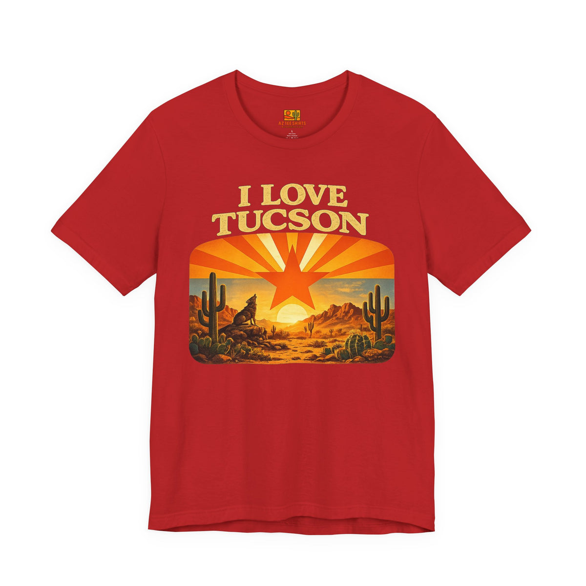 I Love Tucson Sunset Vintage Desert Cactus T‑Shirt — front view 2