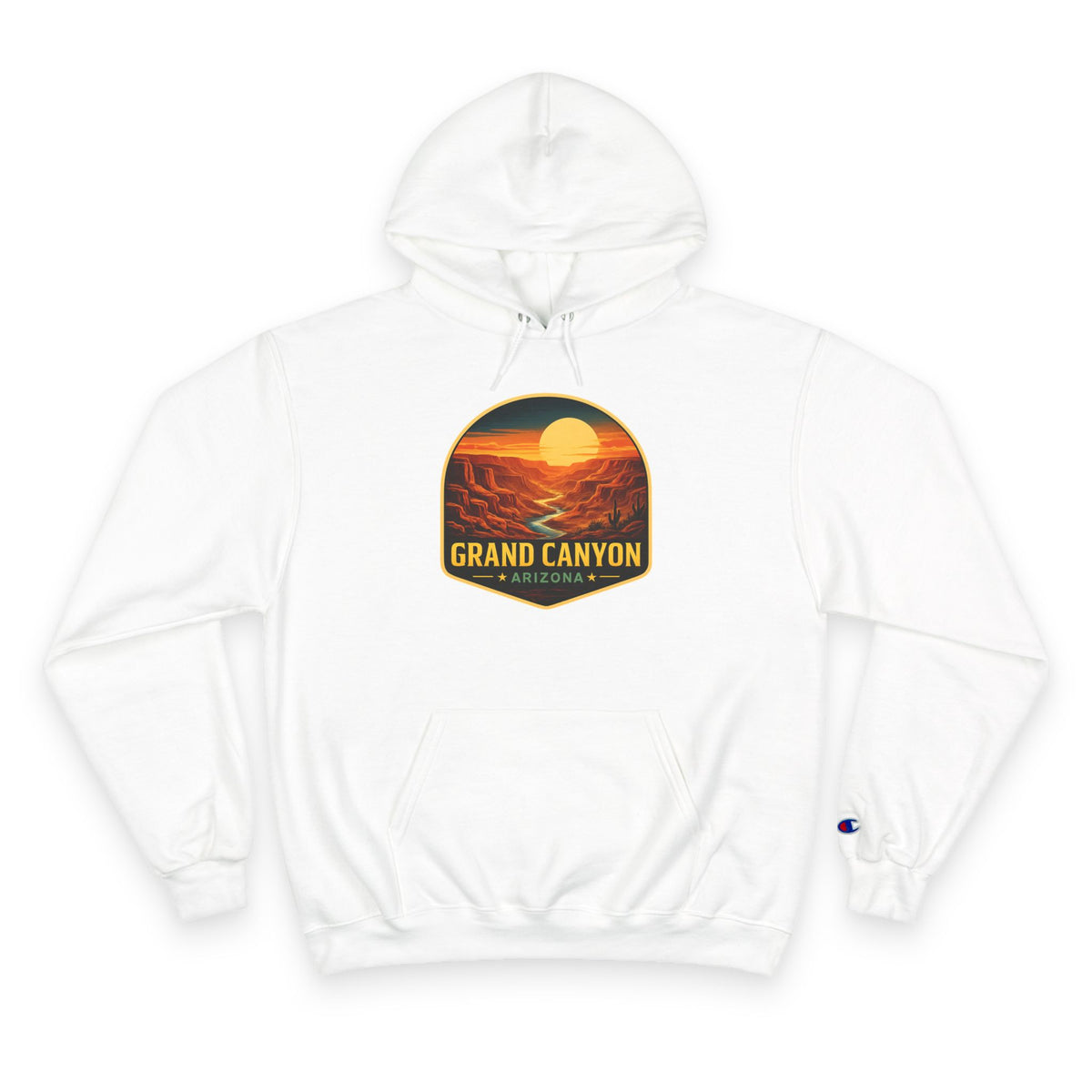 Arizona Desert Hoodie — Grand Canyon Sunset Badge Pullover — side view