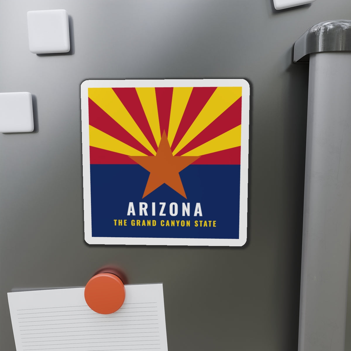 Arizona Grand Canyon State Flag Refrigerator Magnet – Die-Cut AZ Fridge Magnet — back view 2