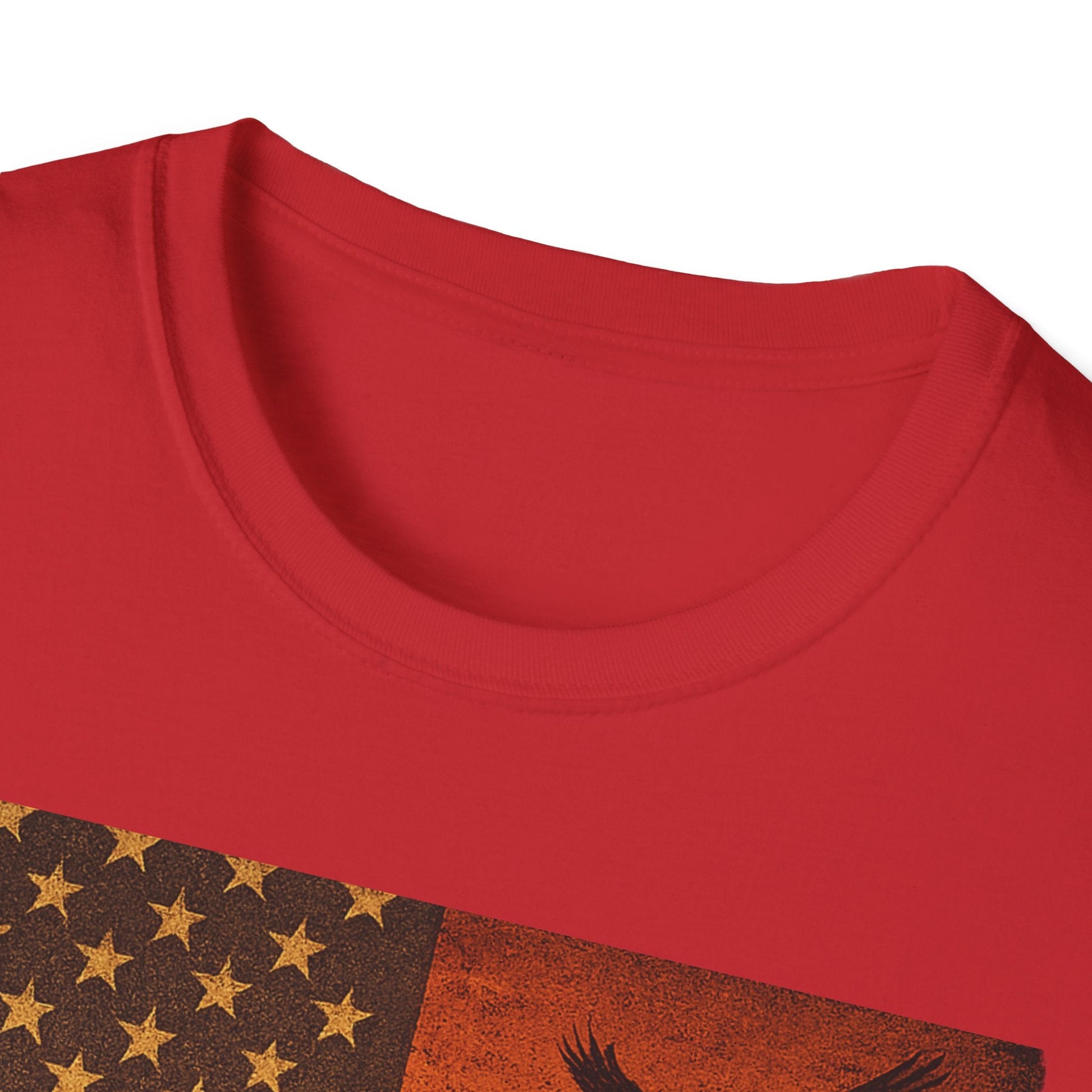 Arizona Sunset graphic on a red unisex softstyle t-shirt showcasing vintage design and crew neckline.