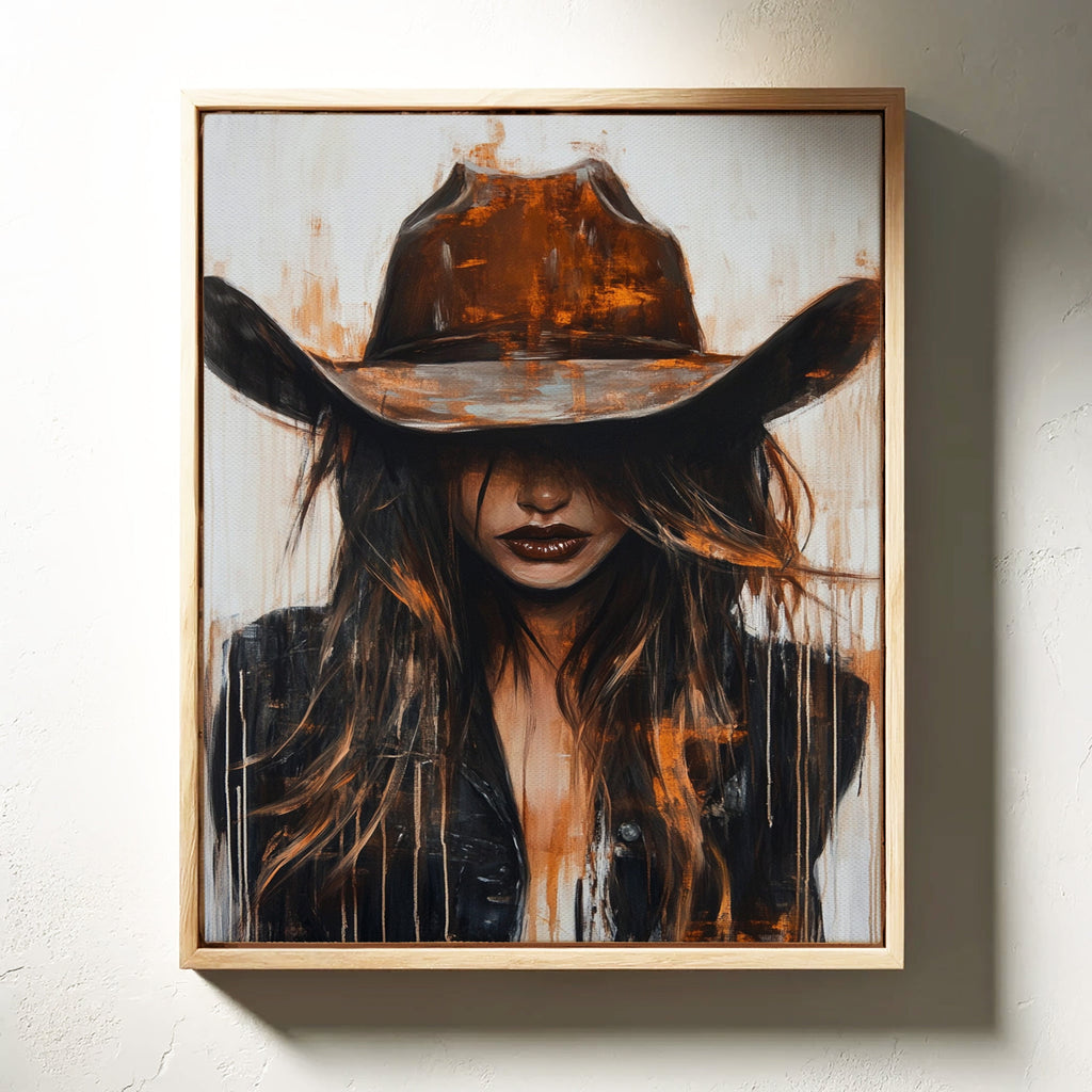 Cowgirl in Crimson modern Western cowgirl painting wall art, view 4