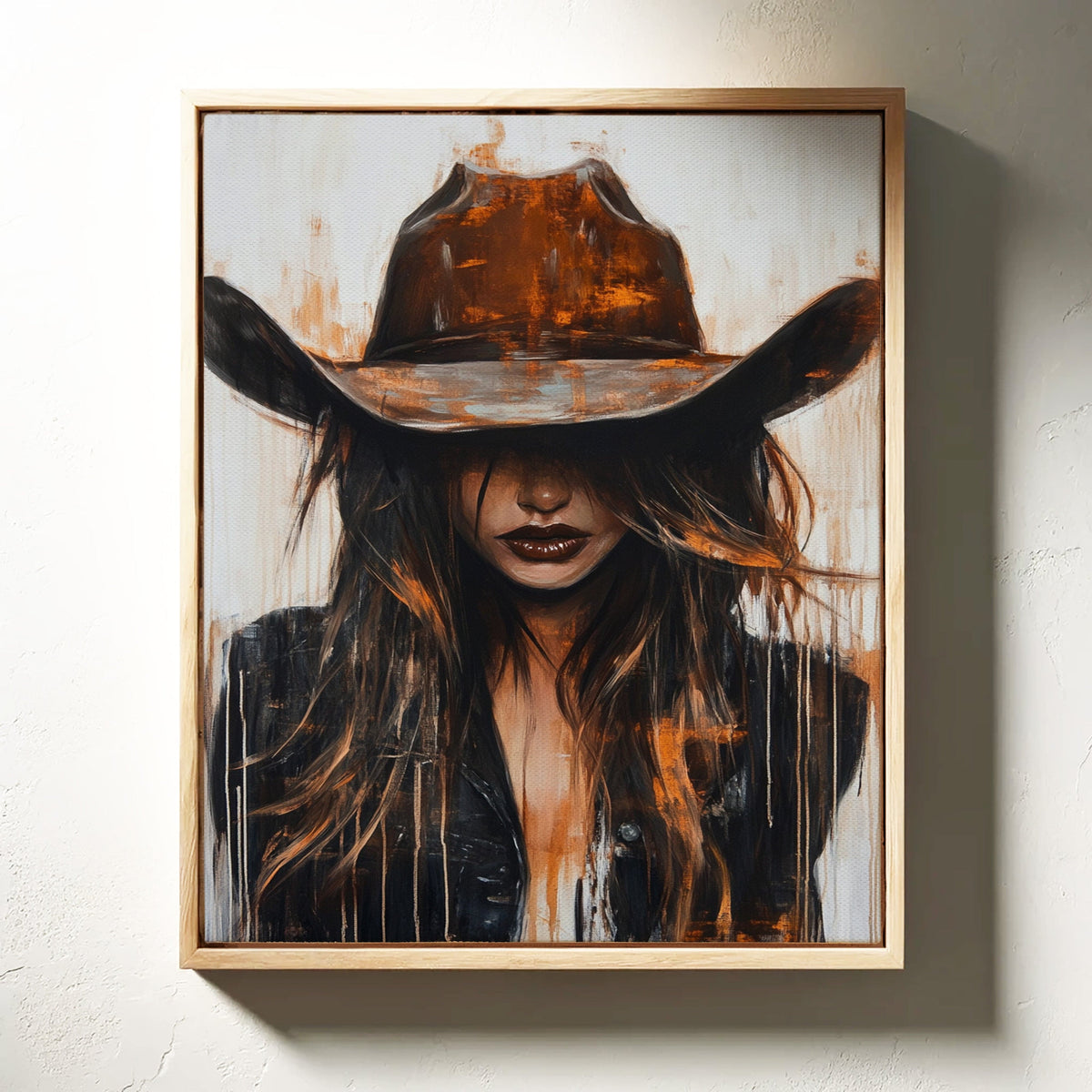 Cowgirl in Crimson modern Western cowgirl painting wall art, view 4