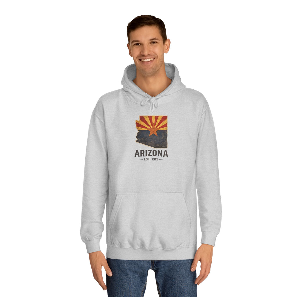 Arizona State Flag Pullover Hoodie — Vintage 'Arizona Est. 1912' Graphic Sweatshirt — side view 2