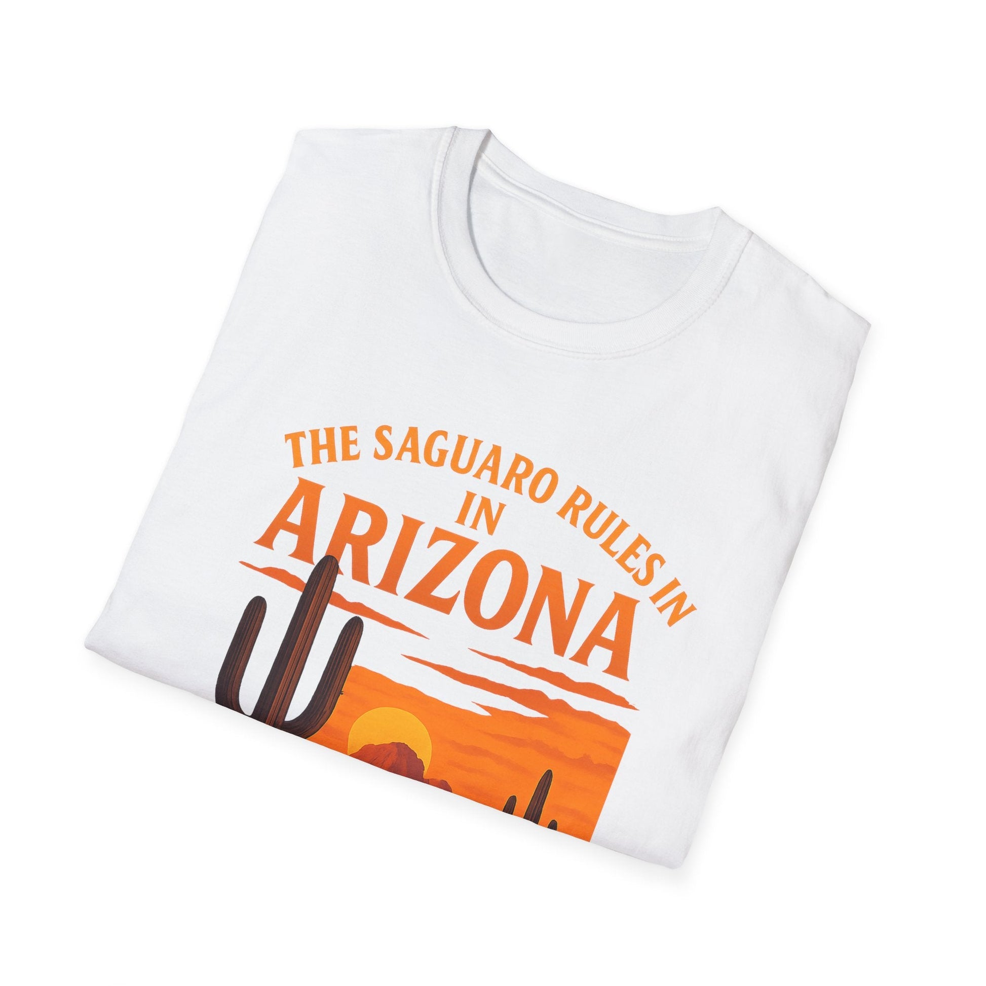 Arizona Saguaro sunset unisex t-shirt featuring striking desert design in vibrant colors.