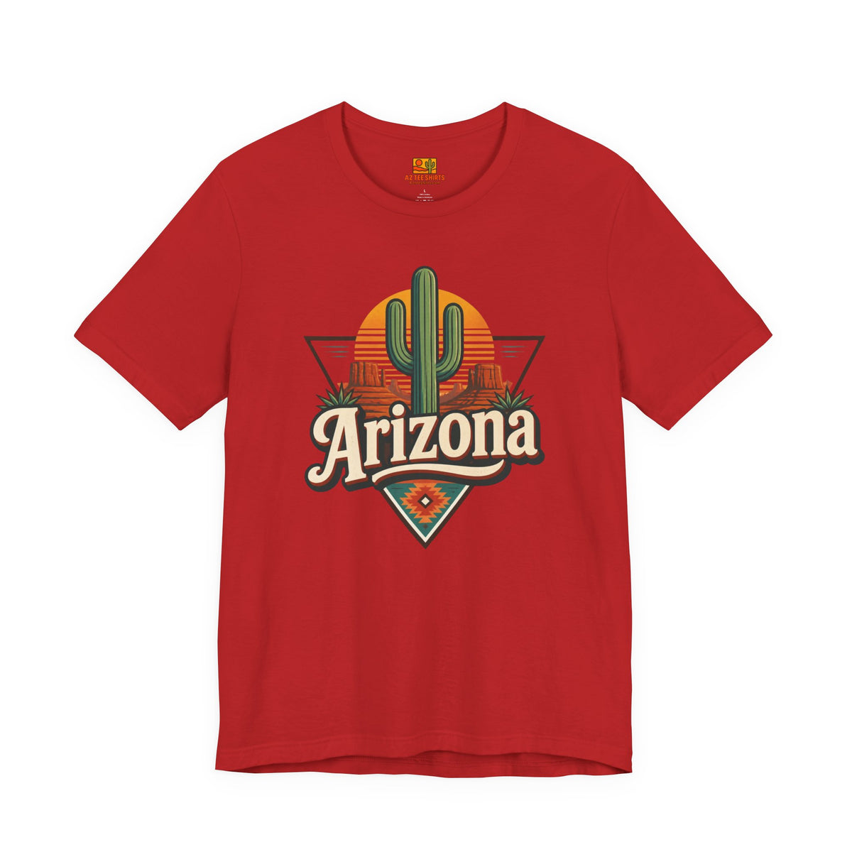 Vintage Arizona Saguaro Sunset T-Shirt – Retro Desert Southwest Tee — front view 2