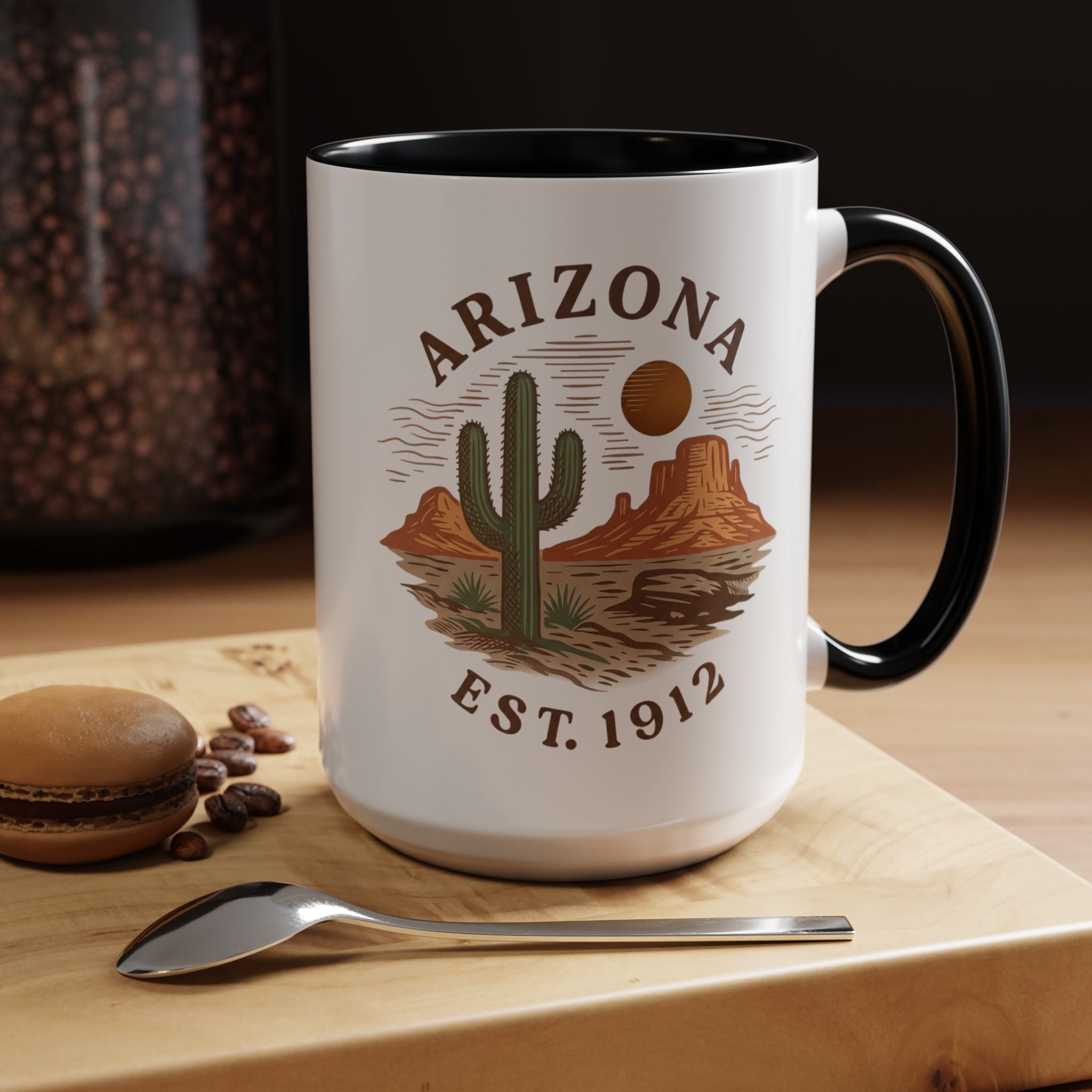 Arizona Desert Coffee Mug – ‘Arizona Est. 1912’ Accent Ceramic Mug (11/15oz) — side view