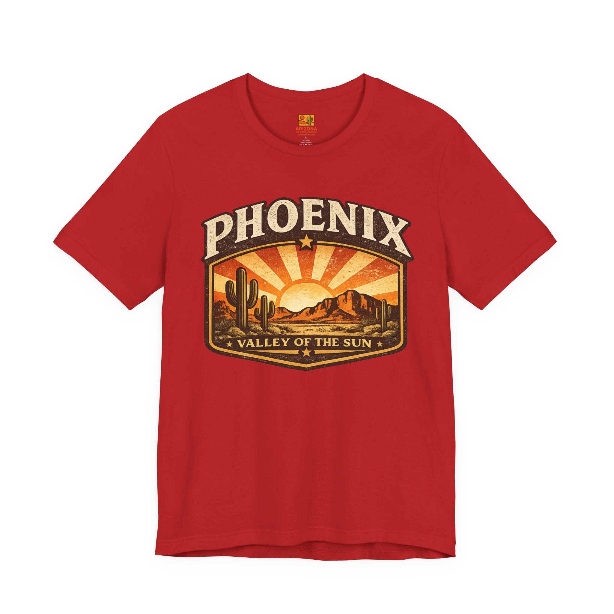 Phoenix Valley of the Sun Tee — Vintage Desert Sunset T-Shirt — front view 2