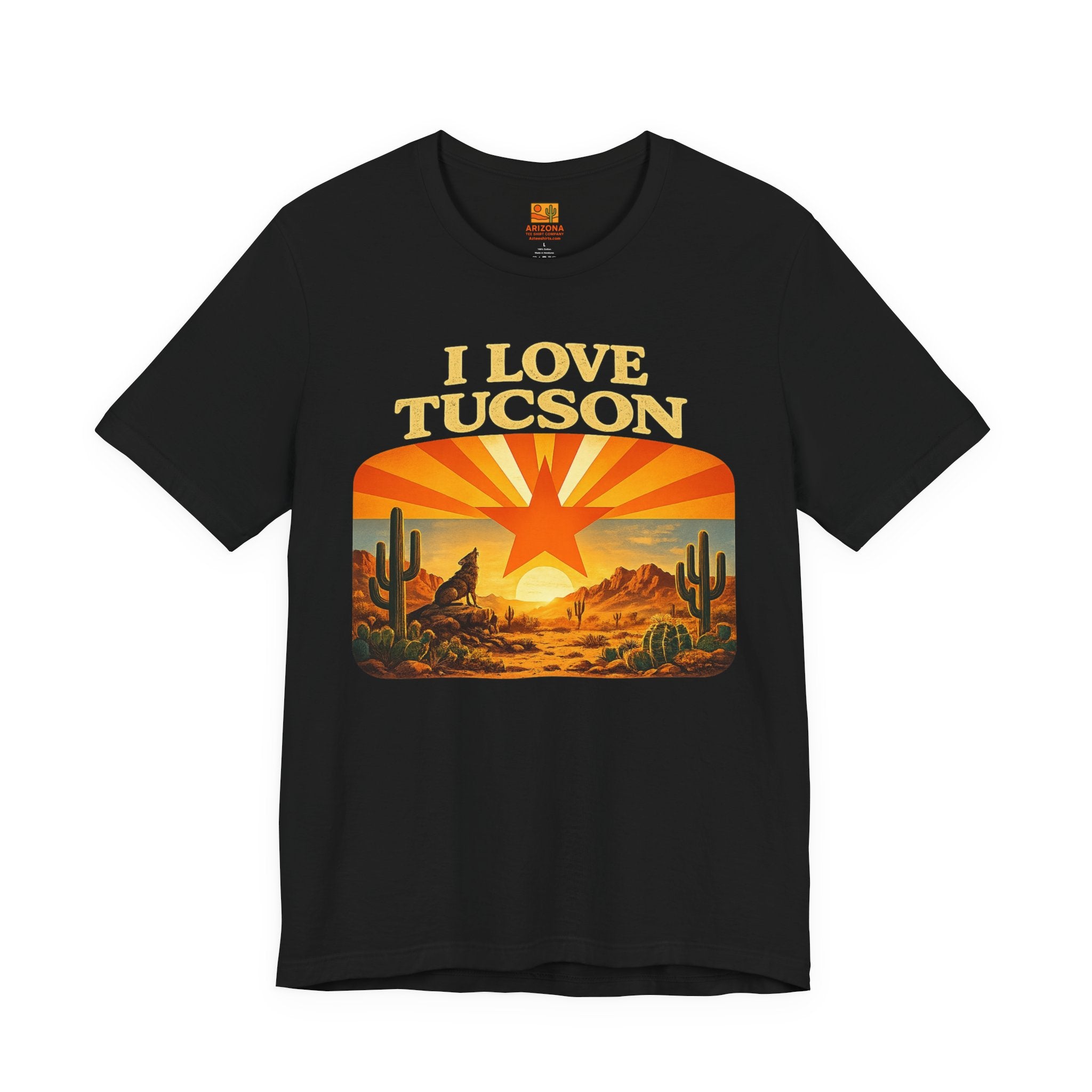 I Love Tucson Sunset Vintage Desert Cactus T‑Shirt — back view 2