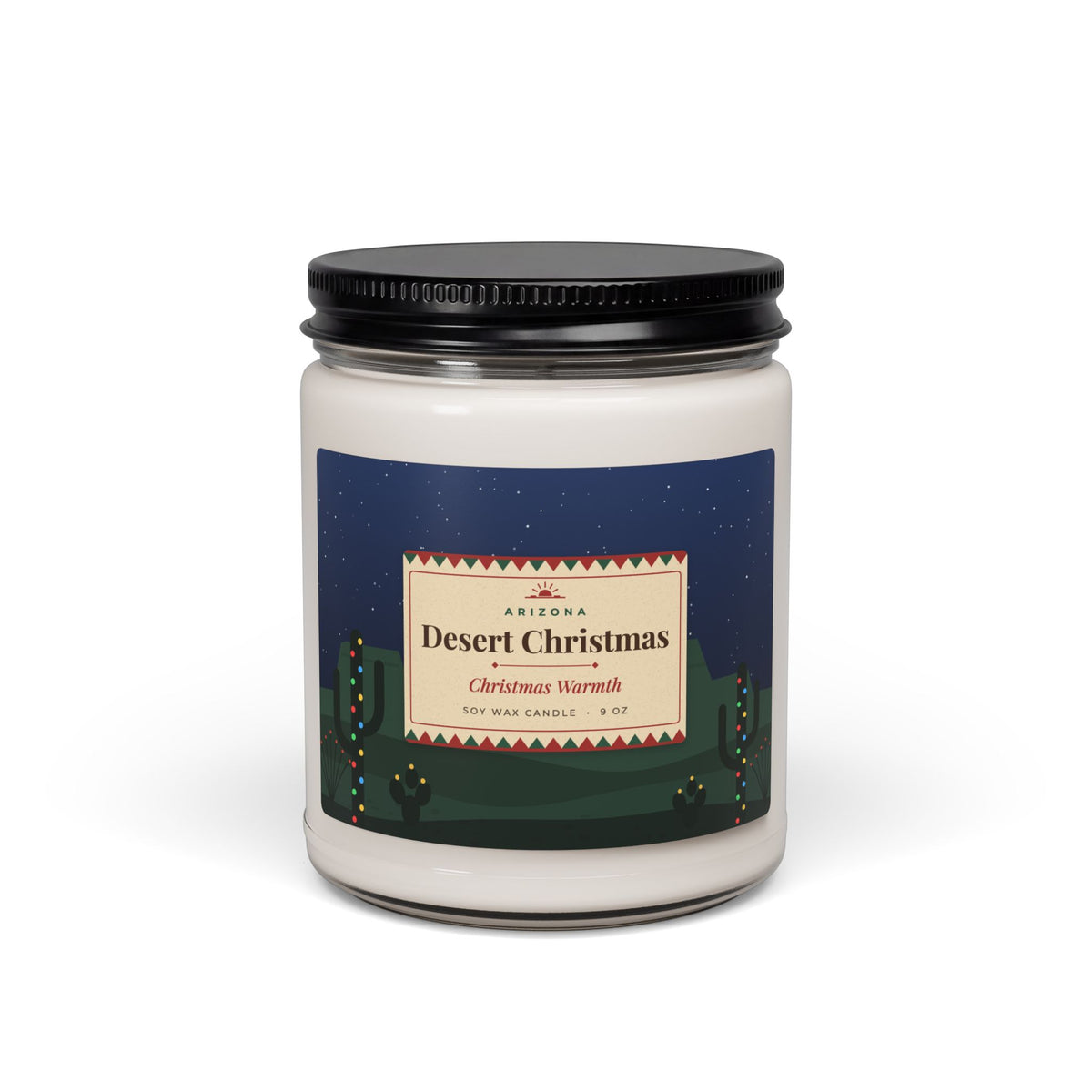 Desert Christmas Candle – Christmas Warmth Arizona Holiday Soy Candle 9oz — front view