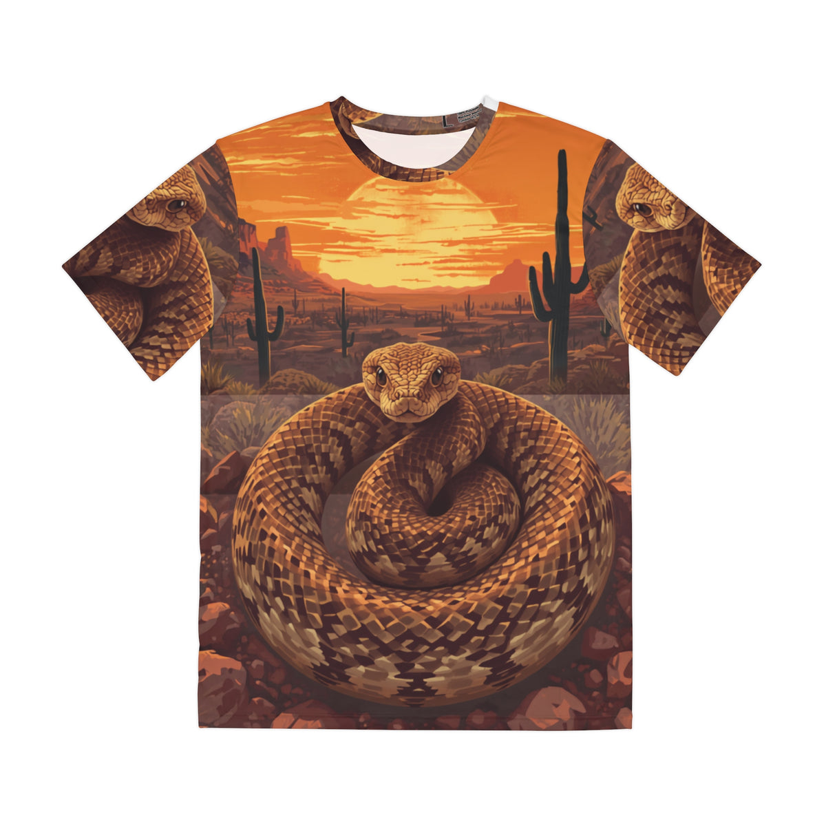 Men's Desert Rattlesnake All-Over Print Tee — Sunset Scorpion Snake Graphic
