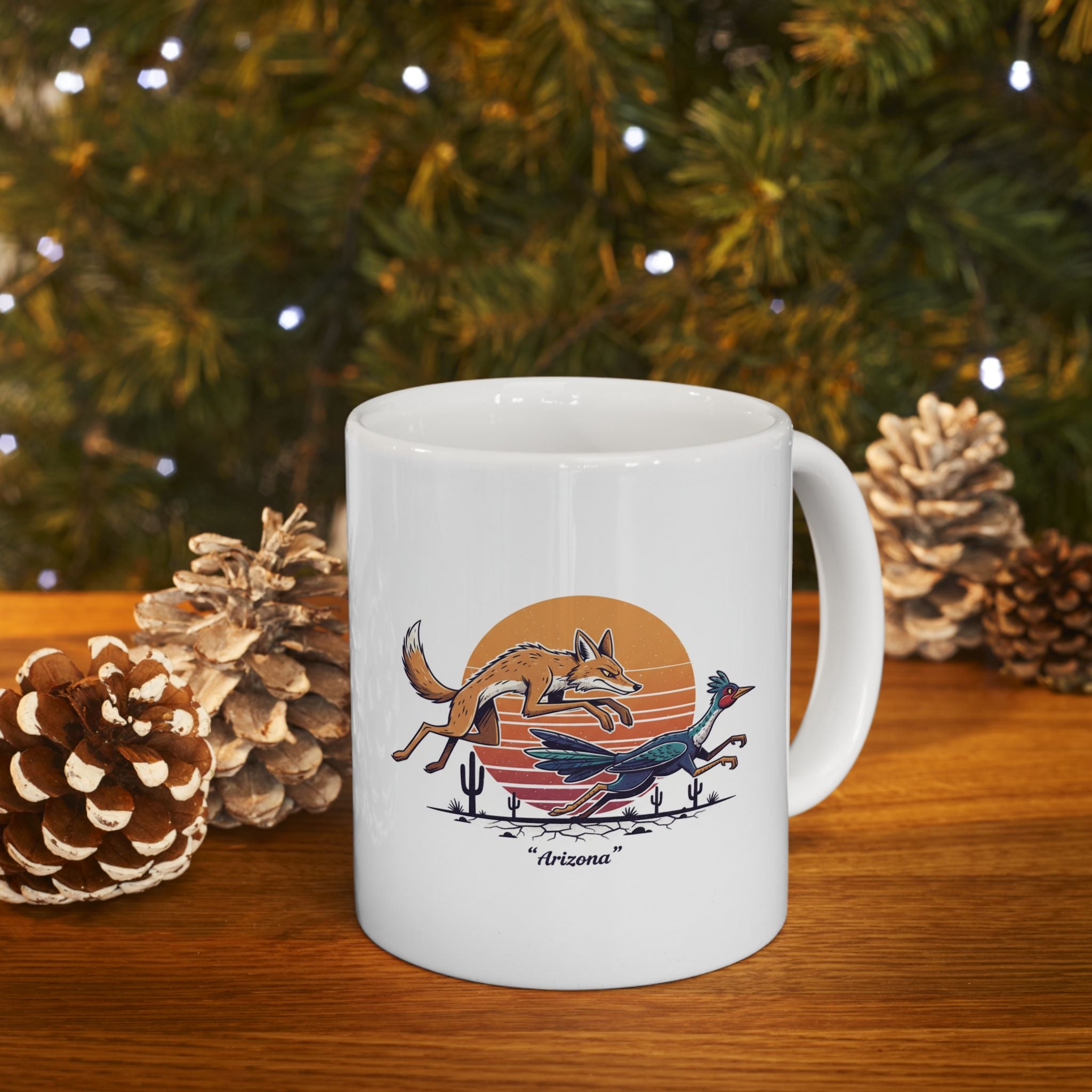 Coyote Wins Ceramic Mug — 'coyote wins' Text Design (11oz & 15oz) — detail view