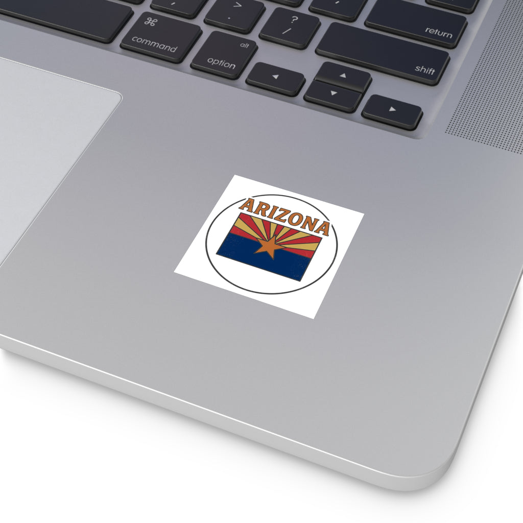 Arizona Flag Square Vinyl Sticker – Retro State Pride Decal — front view 2