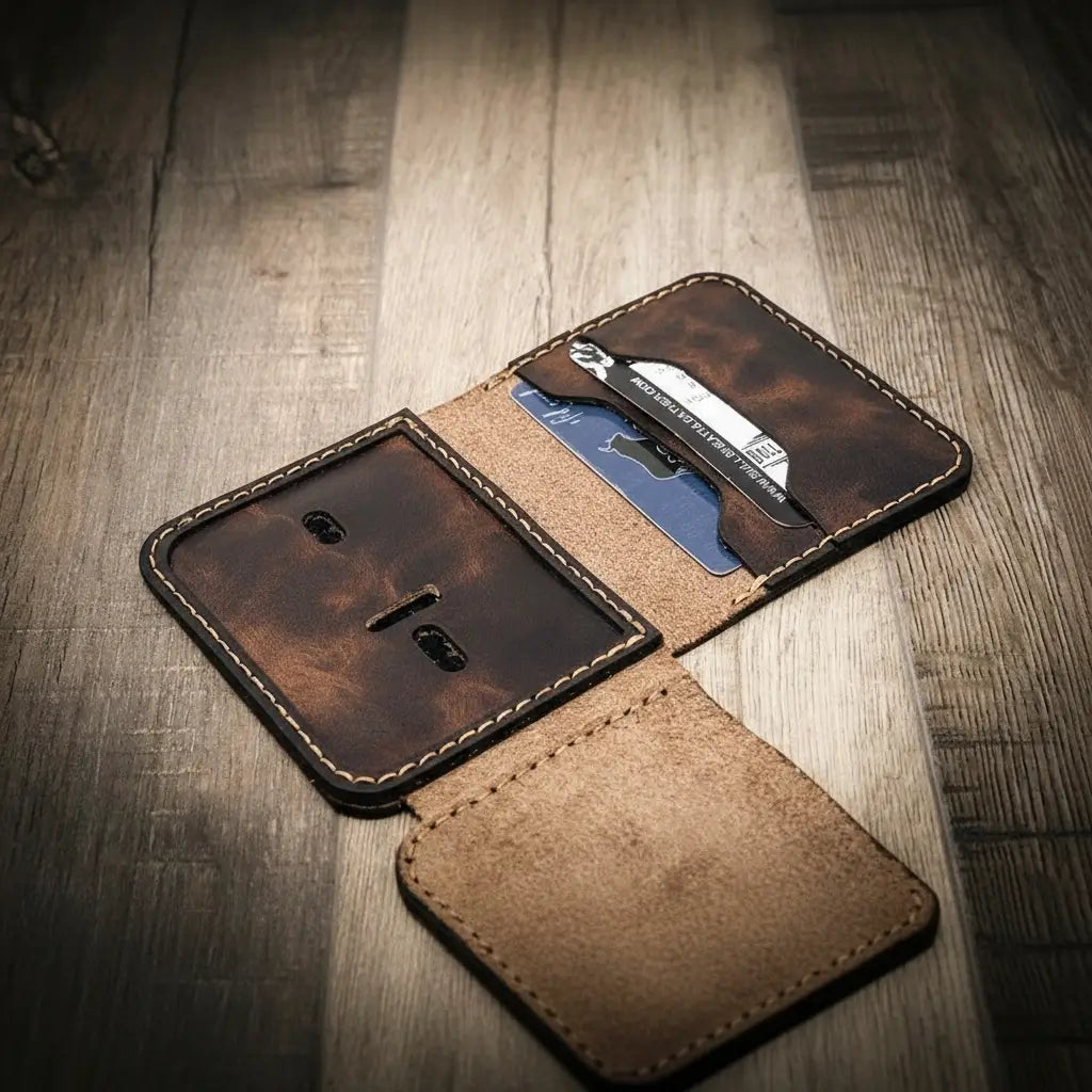 Minimalist leather badge wallet, view 8